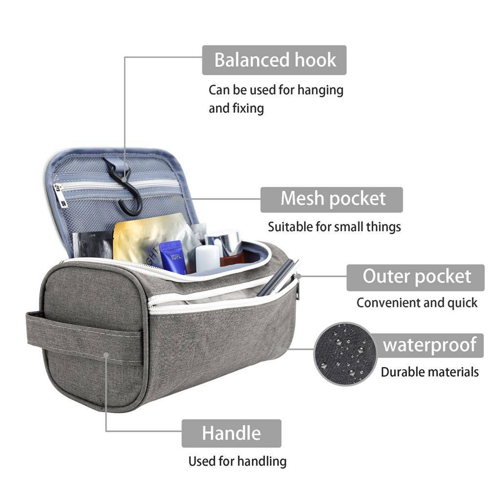 Intirilife Reisetasche in GRAU – Kulturbeutel mit Reißverschlüssen, vielen Aufbewahrungsmöglichkeiten und Tragegriff Reisetasche geeignet für Re