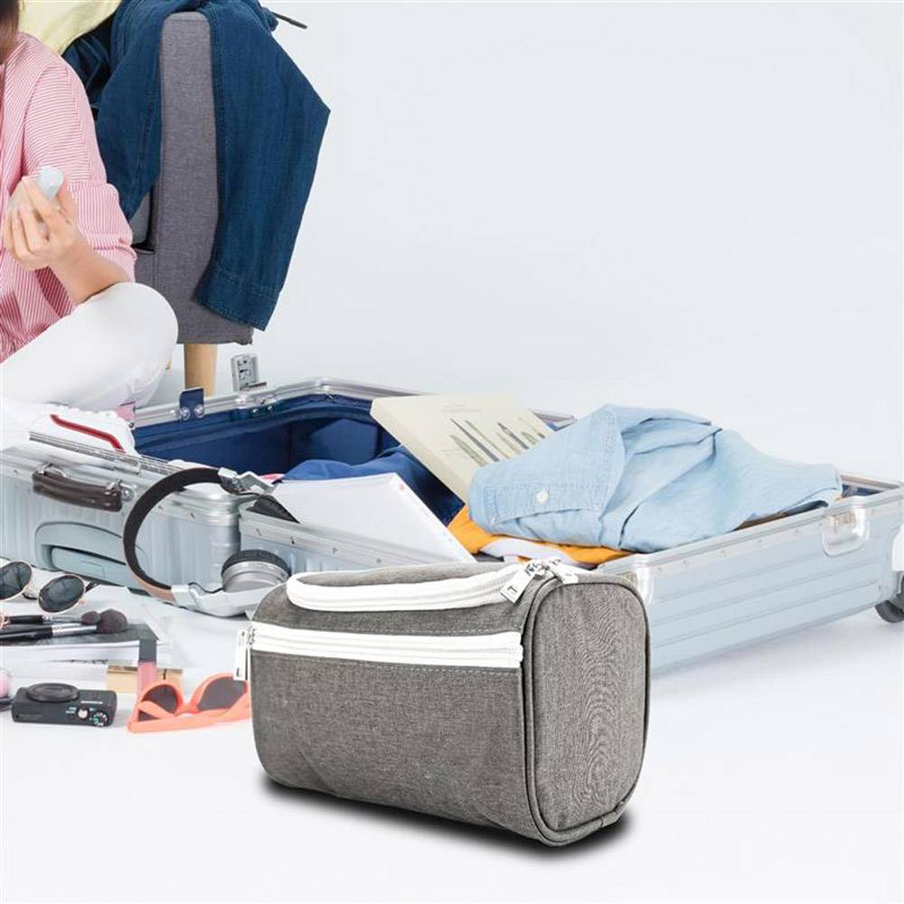 Intirilife Reisetasche in GRAU – Kulturbeutel mit Reißverschlüssen, vielen Aufbewahrungsmöglichkeiten und Tragegriff Reisetasche geeignet für Re