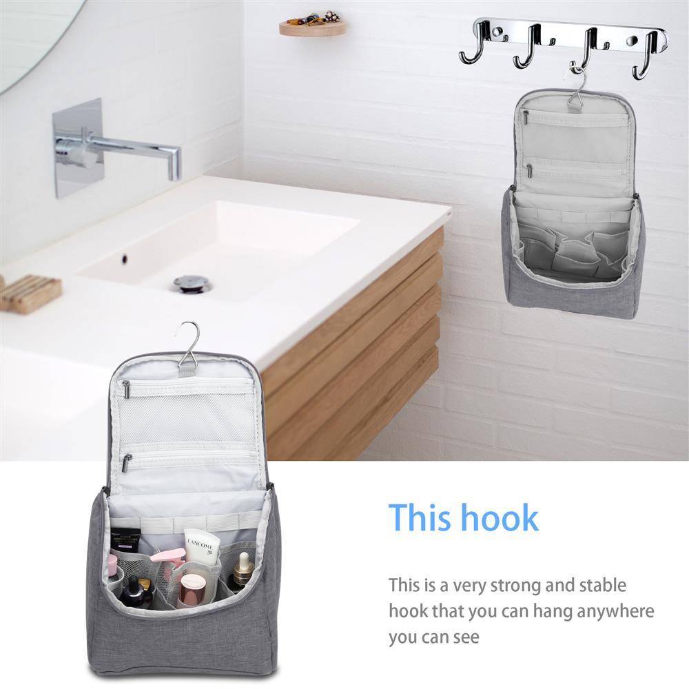 Intirilife Kosmetik Reisetasche in GRAU - Kosmetiktasche Kulturbeutel mit Tragegriff und Reißverschluss perfekt geeignet zum Reisen, für Urlaub uvm