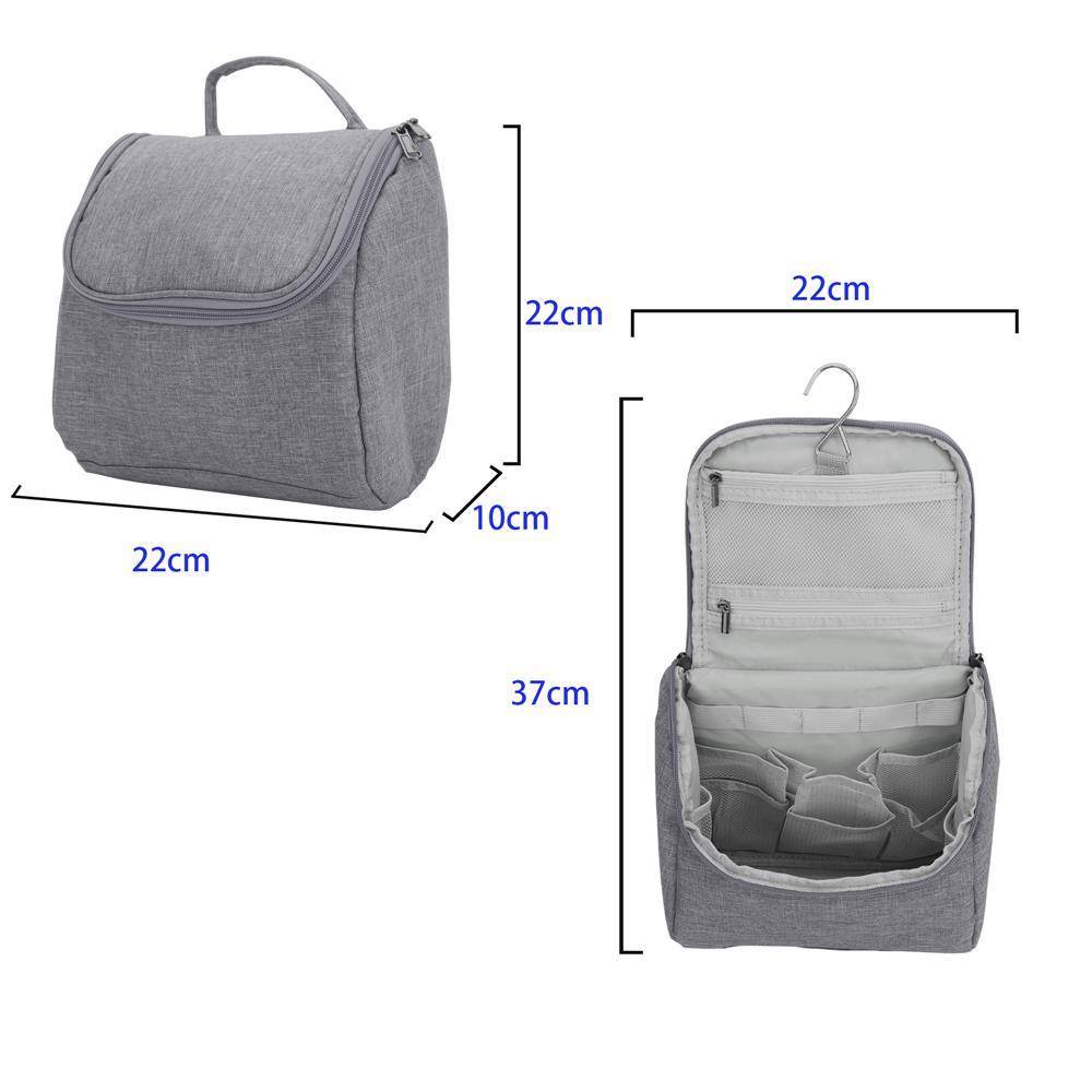 Intirilife Kosmetik Reisetasche in GRAU - Kosmetiktasche Kulturbeutel mit Tragegriff und Reißverschluss perfekt geeignet zum Reisen, für Urlaub uvm