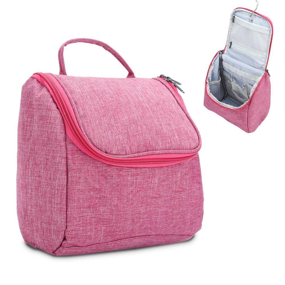 Intirilife Kosmetik Reisetasche in PINK - Kosmetiktasche Kulturbeutel mit Tragegriff und Reißverschluss perfekt geeignet zum Reisen, für Urlaub uvm