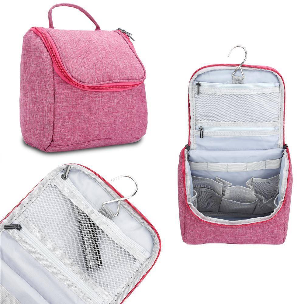 Intirilife Kosmetik Reisetasche in PINK - Kosmetiktasche Kulturbeutel mit Tragegriff und Reißverschluss perfekt geeignet zum Reisen, für Urlaub uvm