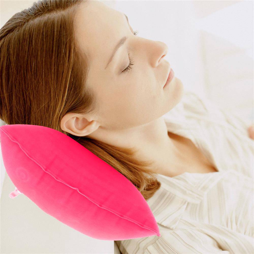 Intirilife Aufblasbares Kissen in PINK – Rechteckiges Kopfkissen zum Aufblasen mit ergonomischer Form zum bequemen Schlafen – Perfekt geeignet bei