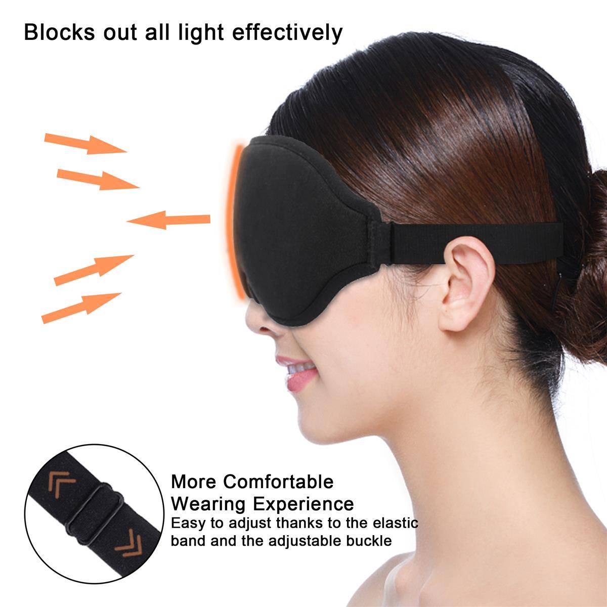 Intirilife Schlafmaske in Schwarz - 3D Schlafmaske - Soft, weich, leicht, stark abdunkelnd