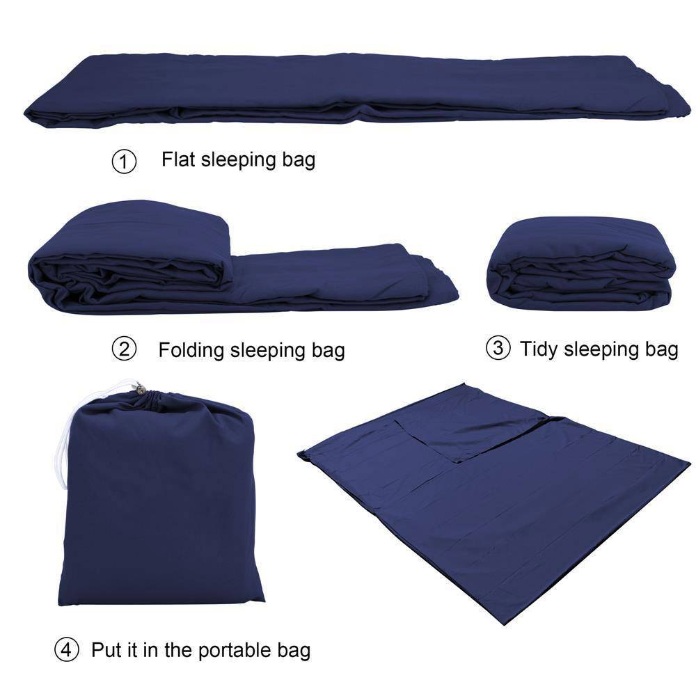 Intirilife Schlafsack 115 cm x 210 cm in DUNKEL BLAU – Dünner Hüttenschlafsack Reiseschlafsack aus Polyester mit Verschluss und Aufbewahrungsbeute