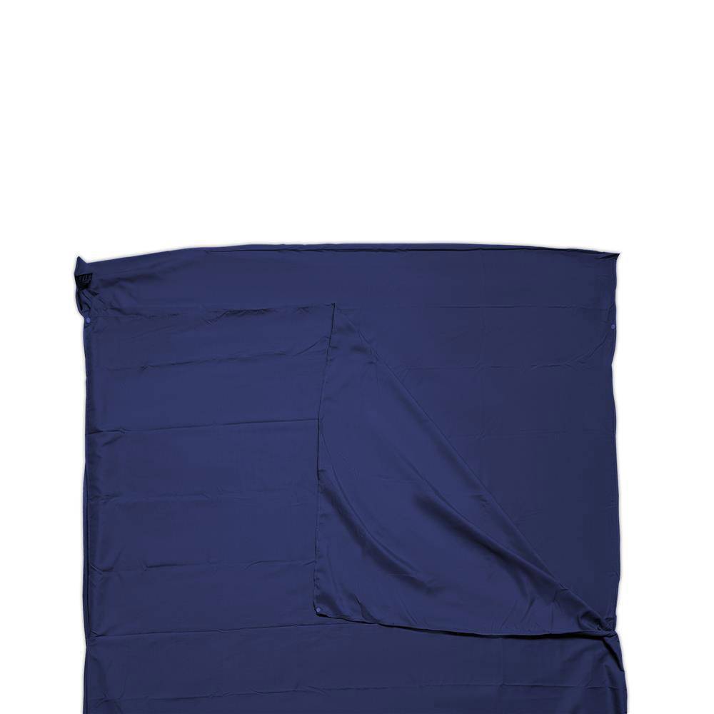 Intirilife Schlafsack 115 cm x 210 cm in DUNKEL BLAU – Dünner Hüttenschlafsack Reiseschlafsack aus Polyester mit Verschluss und Aufbewahrungsbeute
