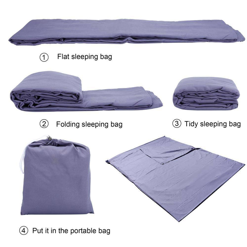 Intirilife Schlafsack 115 cm x 210 cm in DUNKEL LILA – Dünner Hüttenschlafsack Reiseschlafsack aus Polyester mit Verschluss und Aufbewahrungsbeute