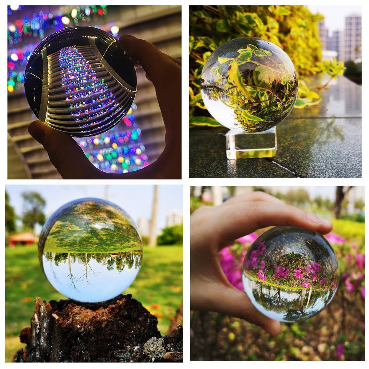 Intirilife Glaskugel mit Ständer in KRISTALL KLAR 50 mm – Kristallkugel mit Glasständer perfekt geeignet für Fotografie, Meditation, Dekoration u