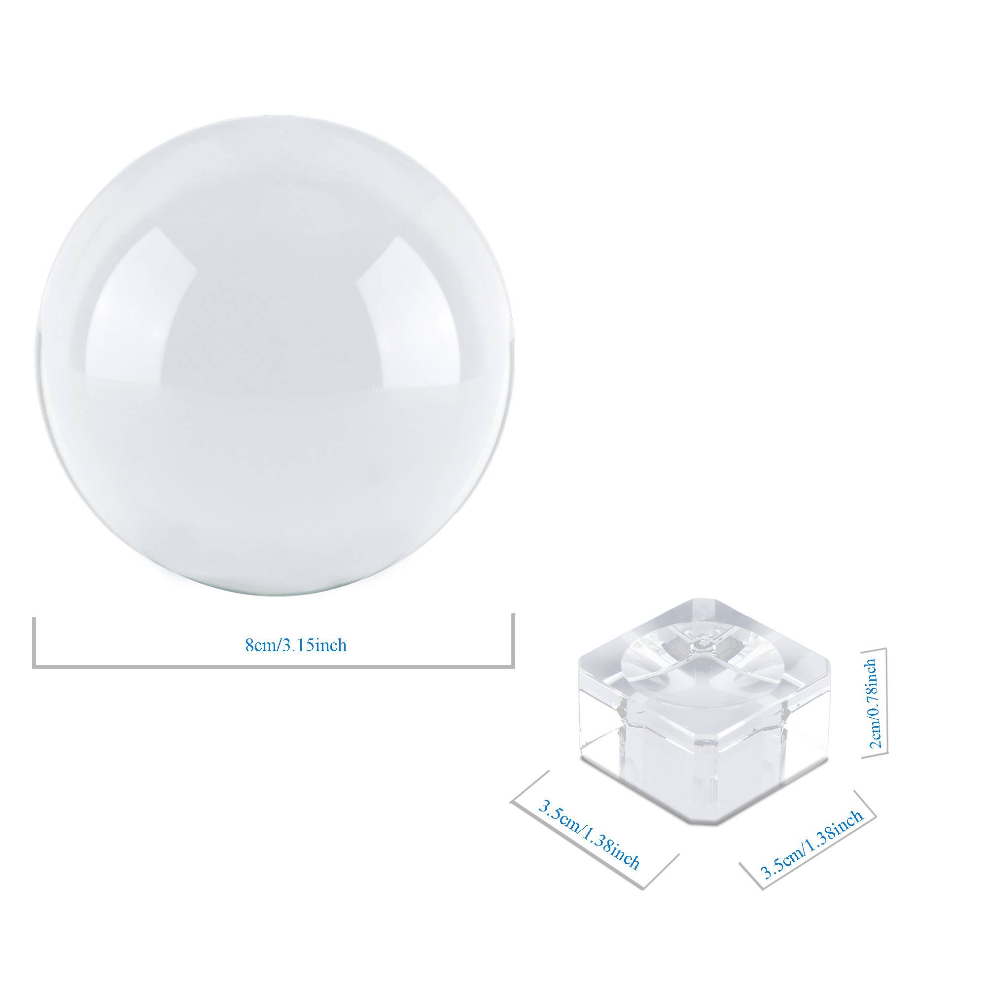 Intirilife Glaskugel mit Ständer in KRISTALL KLAR 80 mm – Kristallkugel mit Glasständer perfekt geeignet für Fotografie, Meditation, Dekoration u