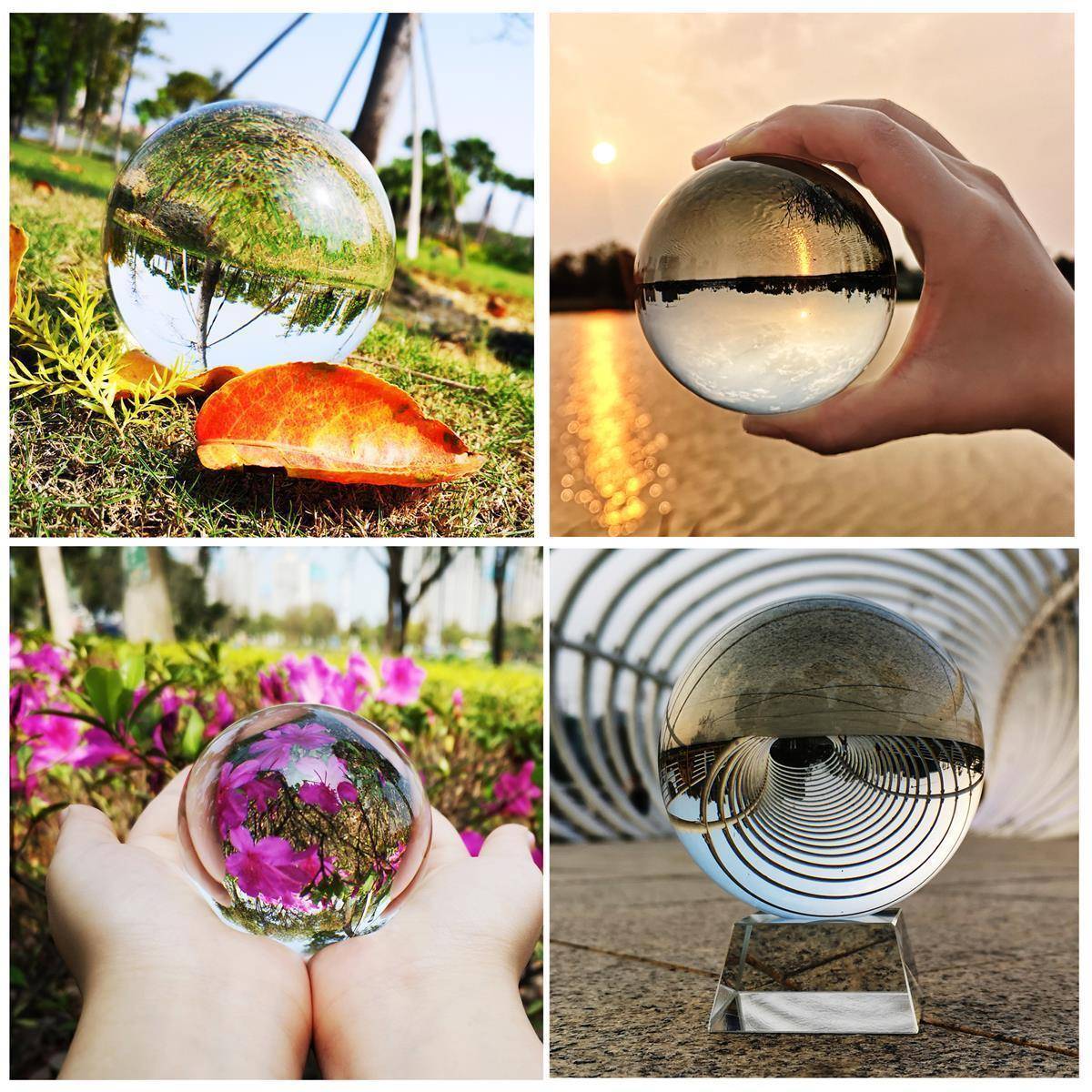 Intirilife Glaskugel mit Ständer in KRISTALL KLAR 80 mm – Kristallkugel mit Glasständer perfekt geeignet für Fotografie, Meditation, Dekoration u