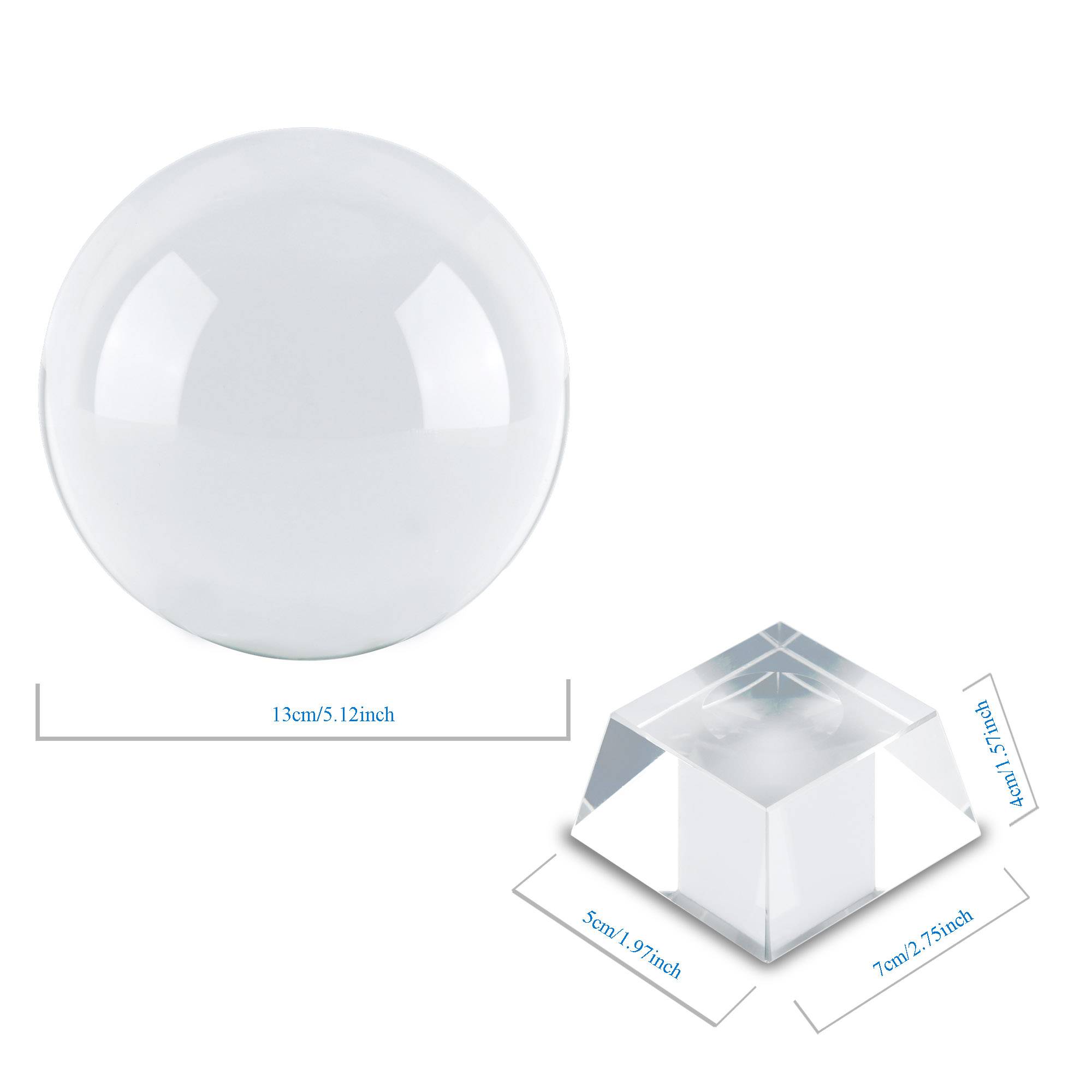 Intirilife Glaskugel mit Ständer in KRISTALL KLAR 130 mm – Kristallkugel mit Glasständer perfekt geeignet für Fotografie, Meditation, Dekoration