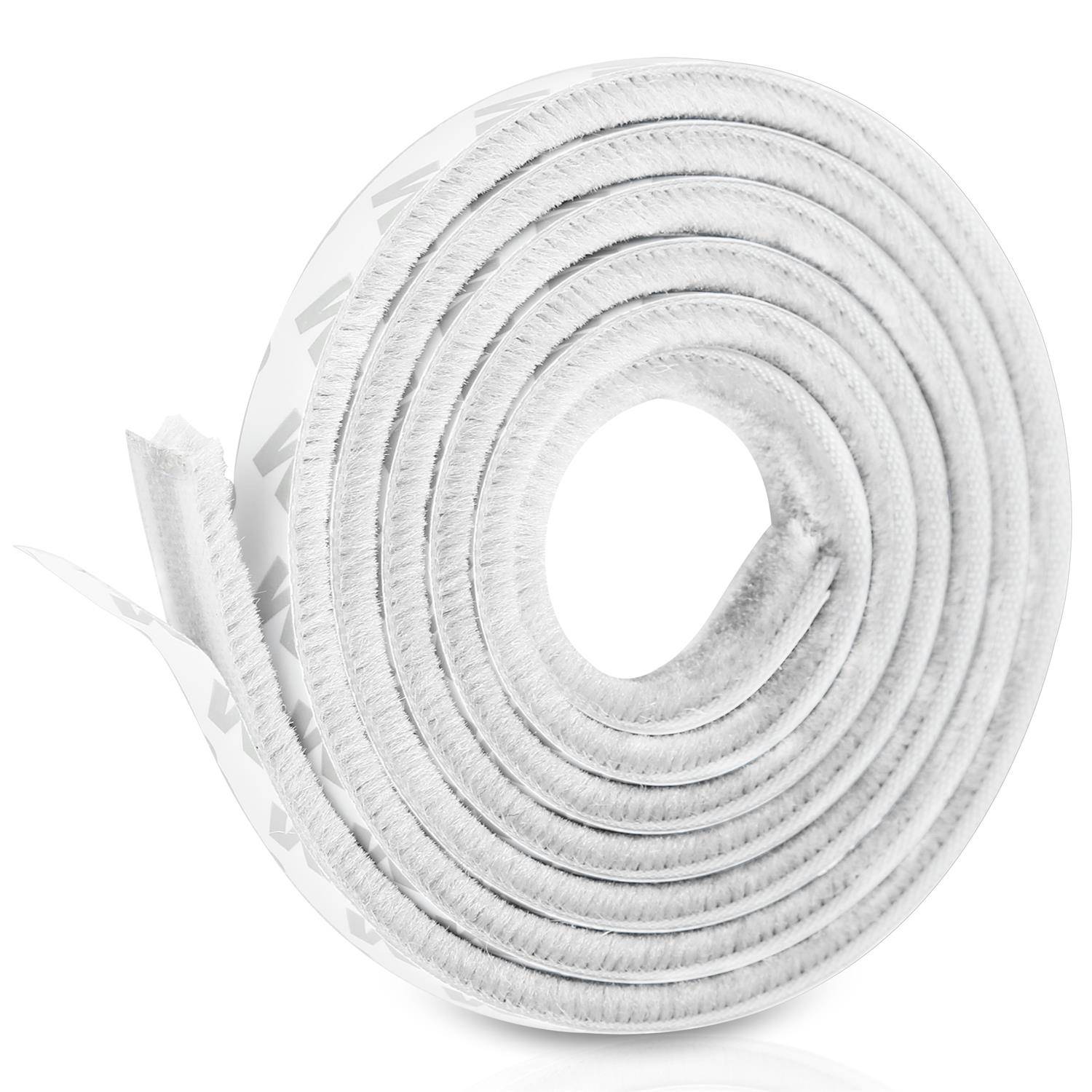 Intirilife Bürstendichtung Weiß selbstklebend 5 Meter Länge x Breite 9mm x Höhe 5mm aus Polypropylen - Universal Dichtung Türbürste Fensterbür