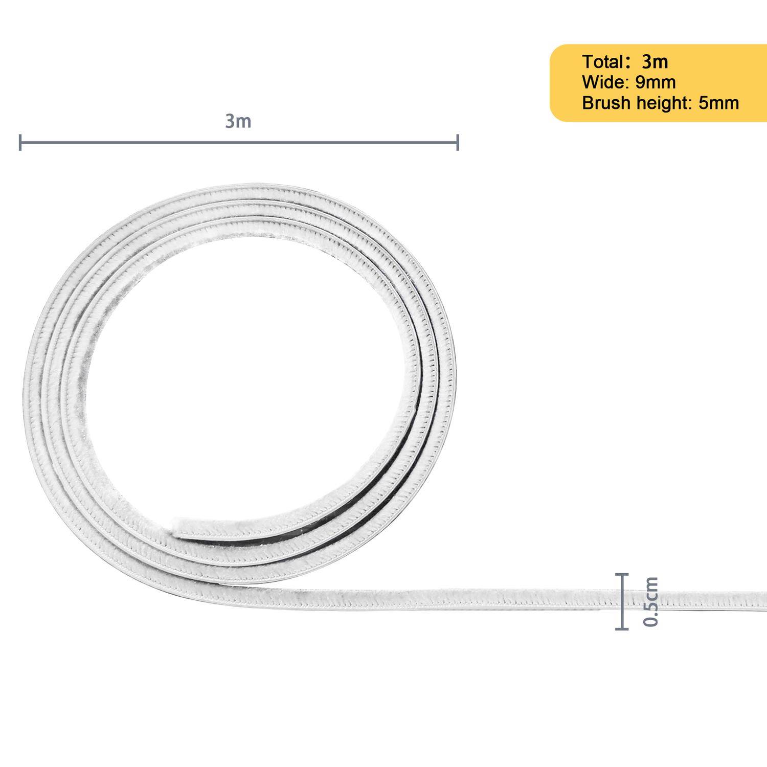 Intirilife Bürstendichtung Weiß selbstklebend 5 Meter Länge x Breite 9mm x Höhe 5mm aus Polypropylen - Universal Dichtung Türbürste Fensterbür