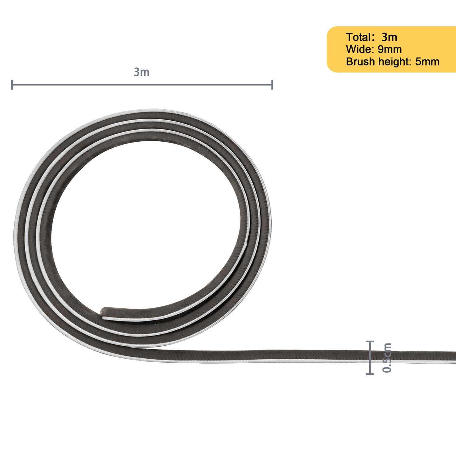 Intirilife Bürstendichtung Braun selbstklebend 5 Meter Länge x Breite 9mm x Höhe 5mm aus Polypropylen - Universal Dichtung Türbürste Fensterbür