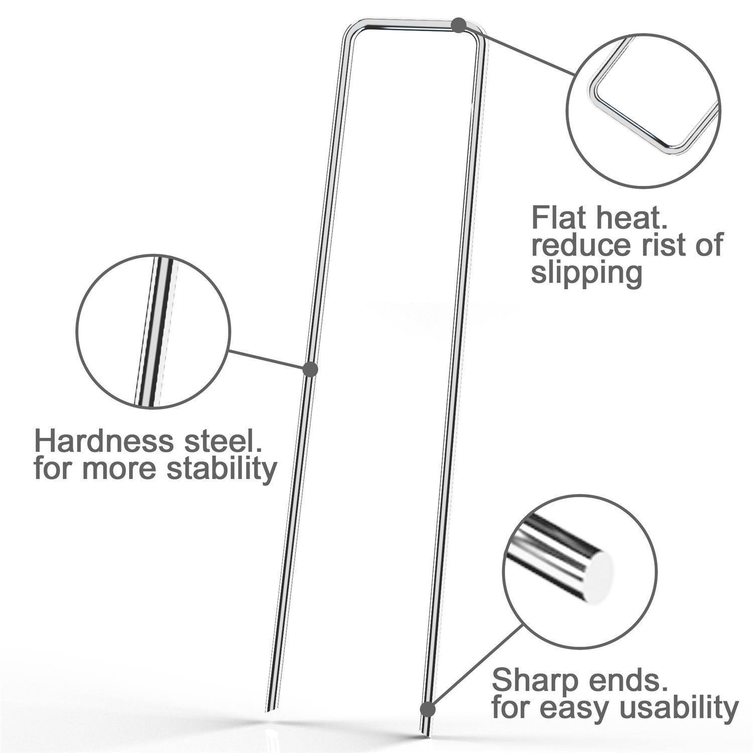 Intirilife 50 x Erdanker 150 x 25 x 2,7 mm aus verzinkter Stahl Rostfrei - Unkrautvlies Befestigung Erdnagel Bodennagel Widerhaken