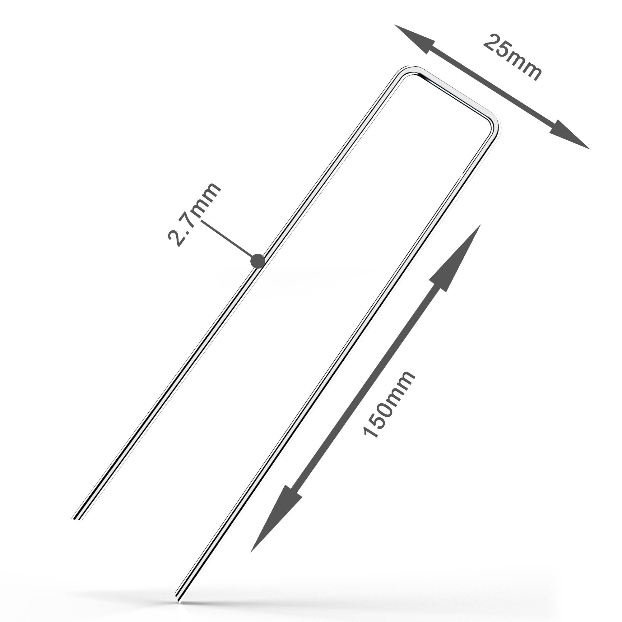 Intirilife 100 x Erdanker 150 x 25 x 2,7 mm aus verzinkter Stahl Rostfrei - Unkrautvlies Befestigung Erdnagel Bodennagel Widerhaken