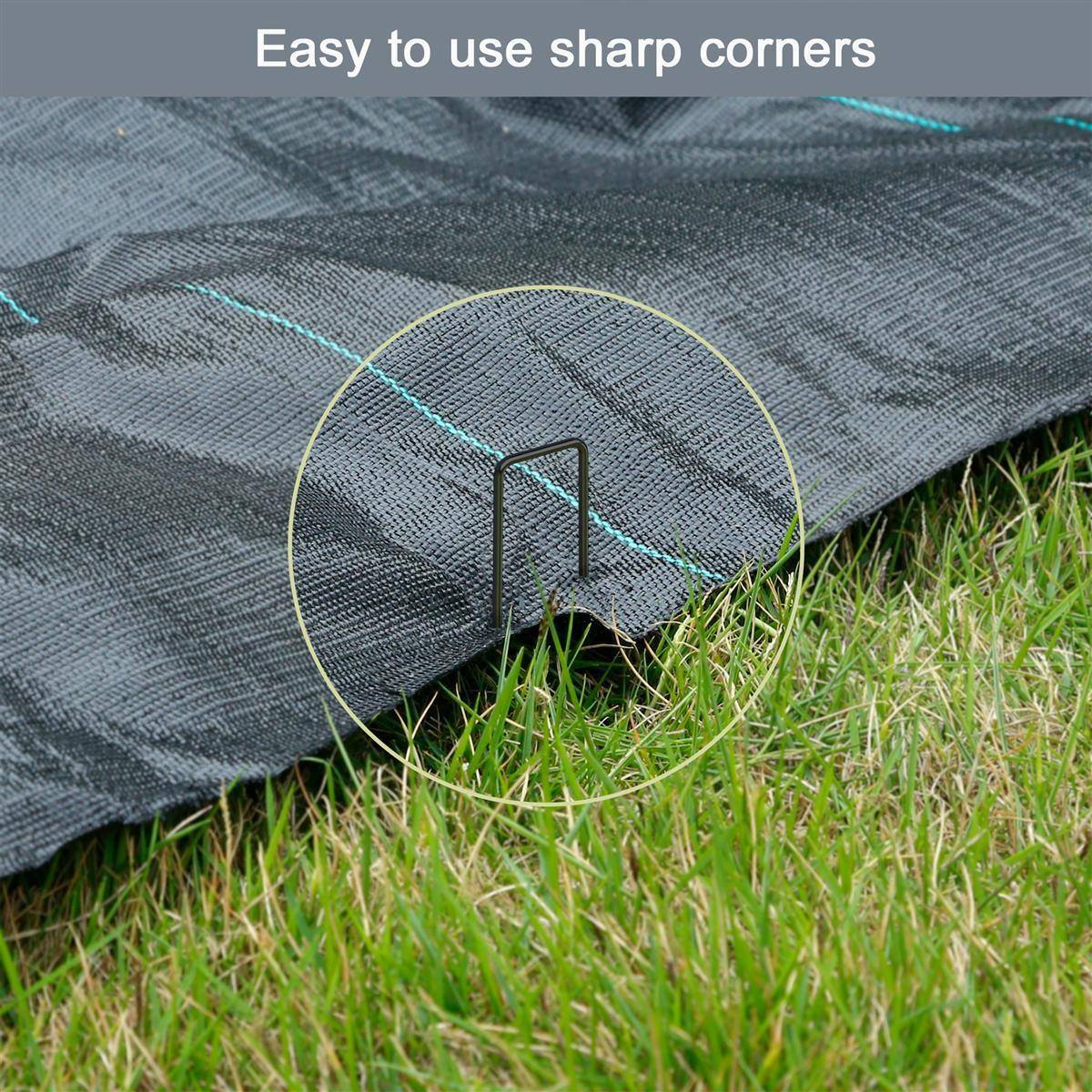 Intirilife 50 x Erdanker 150 x 25 x 2,7 mm aus schwarzem Stahl Rostfrei - Unkrautvlies Befestigung Erdnagel Bodennagel Widerhaken