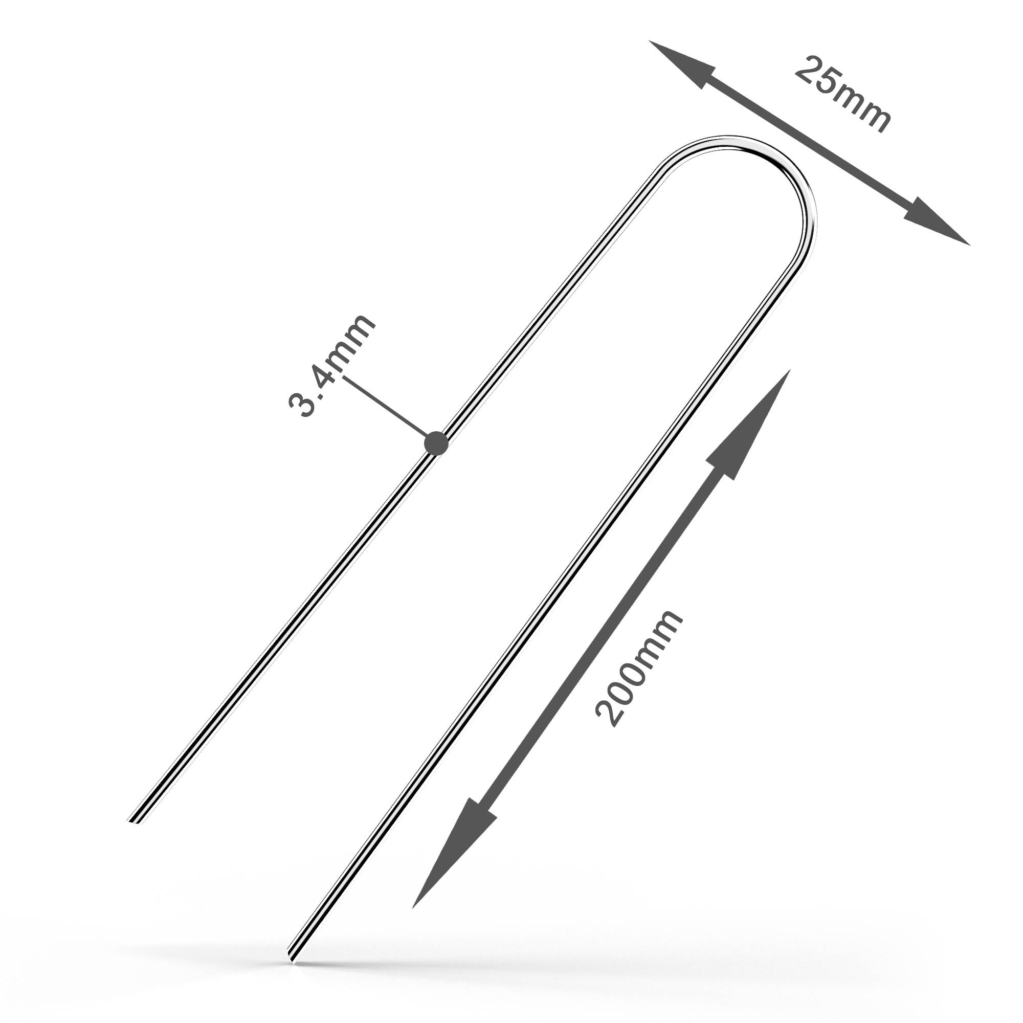 Intirilife 100 x Erdanker 200 x 25 x 3,4 mm aus verzinktem Stahl Rostfrei - Unkrautvlies Befestigung Erdnagel Bodennagel Widerhaken