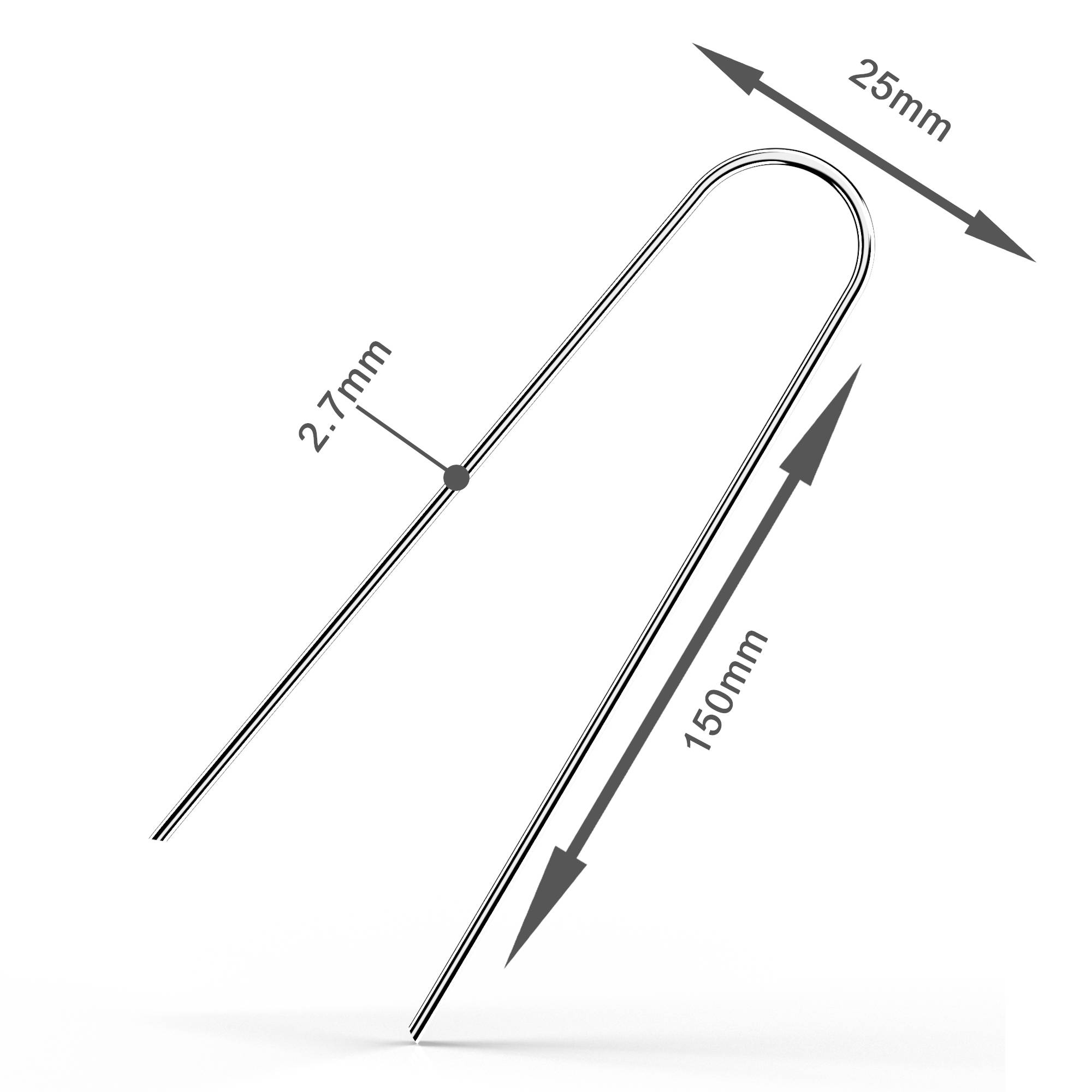 Intirilife 100 x Erdanker 150 x 25 x 2,9 mm aus verzinktem Stahl Rostfrei - Unkrautvlies Befestigung Erdnagel Bodennagel Widerhaken