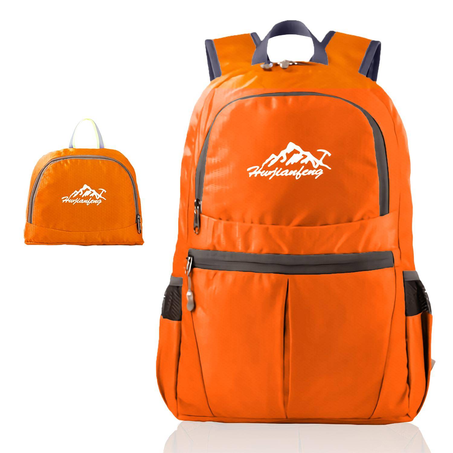 Intirilife Faltbarer Rucksack Ultraleicht in Orange - 36L Unisex Wanderrucksack Wasserdicht - Outdoor Daypack für Camping, Wandern, Reisen