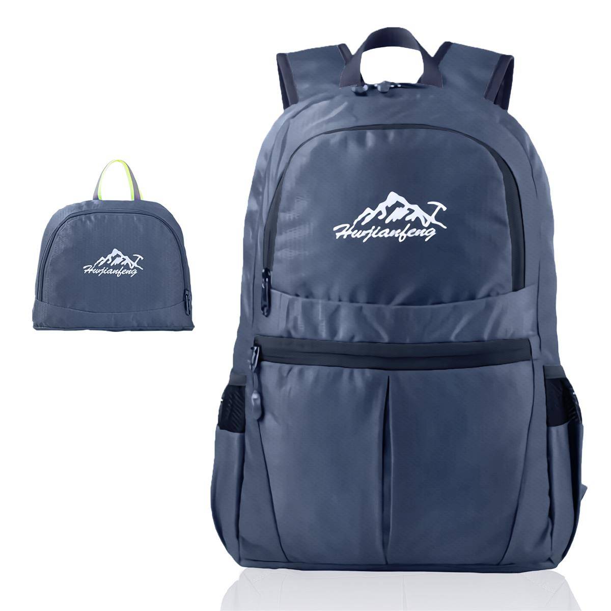 Intirilife Faltbarer Rucksack Ultraleicht in Dunkelblau - 36L Unisex Wanderrucksack Wasserdicht - Outdoor Daypack für Camping, Wandern, Reisen