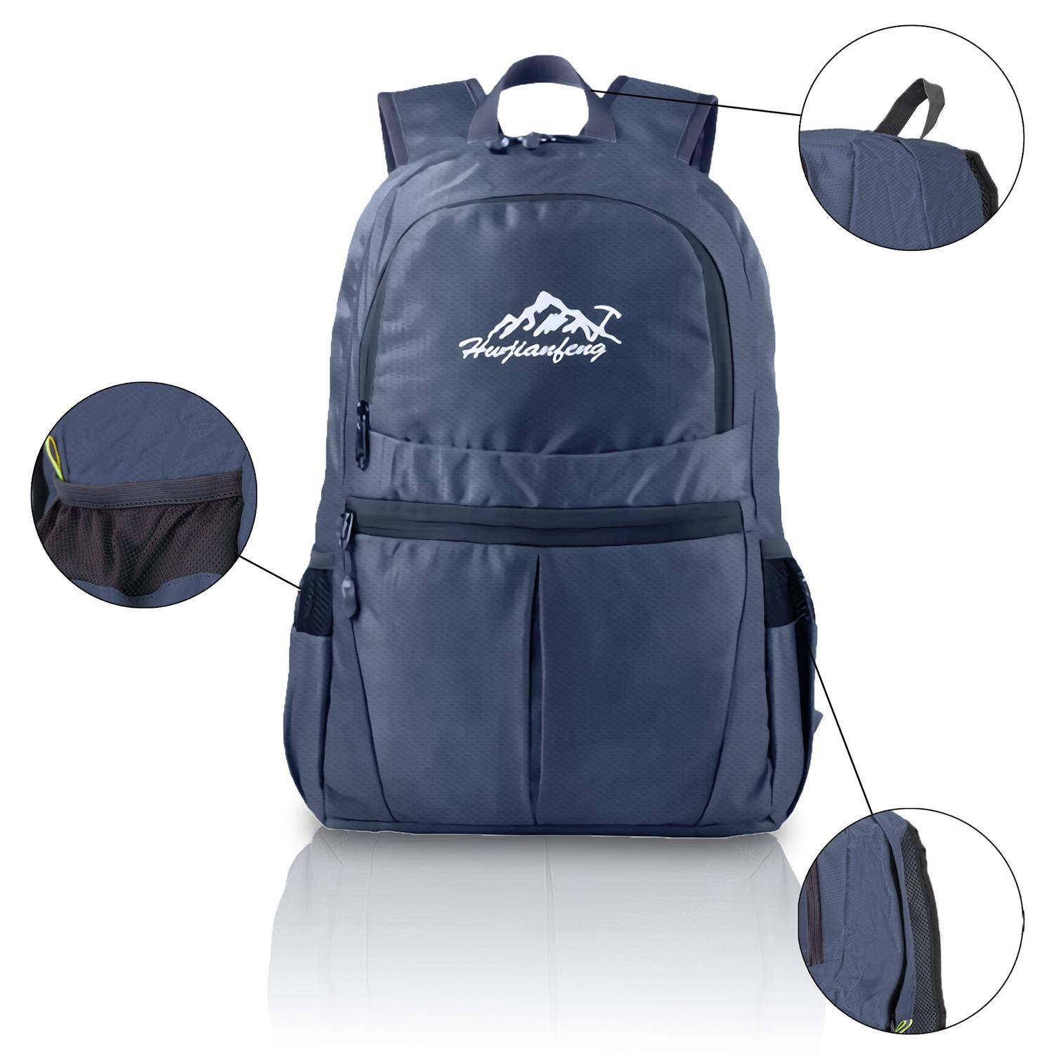 Intirilife Faltbarer Rucksack Ultraleicht in Dunkelblau - 36L Unisex Wanderrucksack Wasserdicht - Outdoor Daypack für Camping, Wandern, Reisen