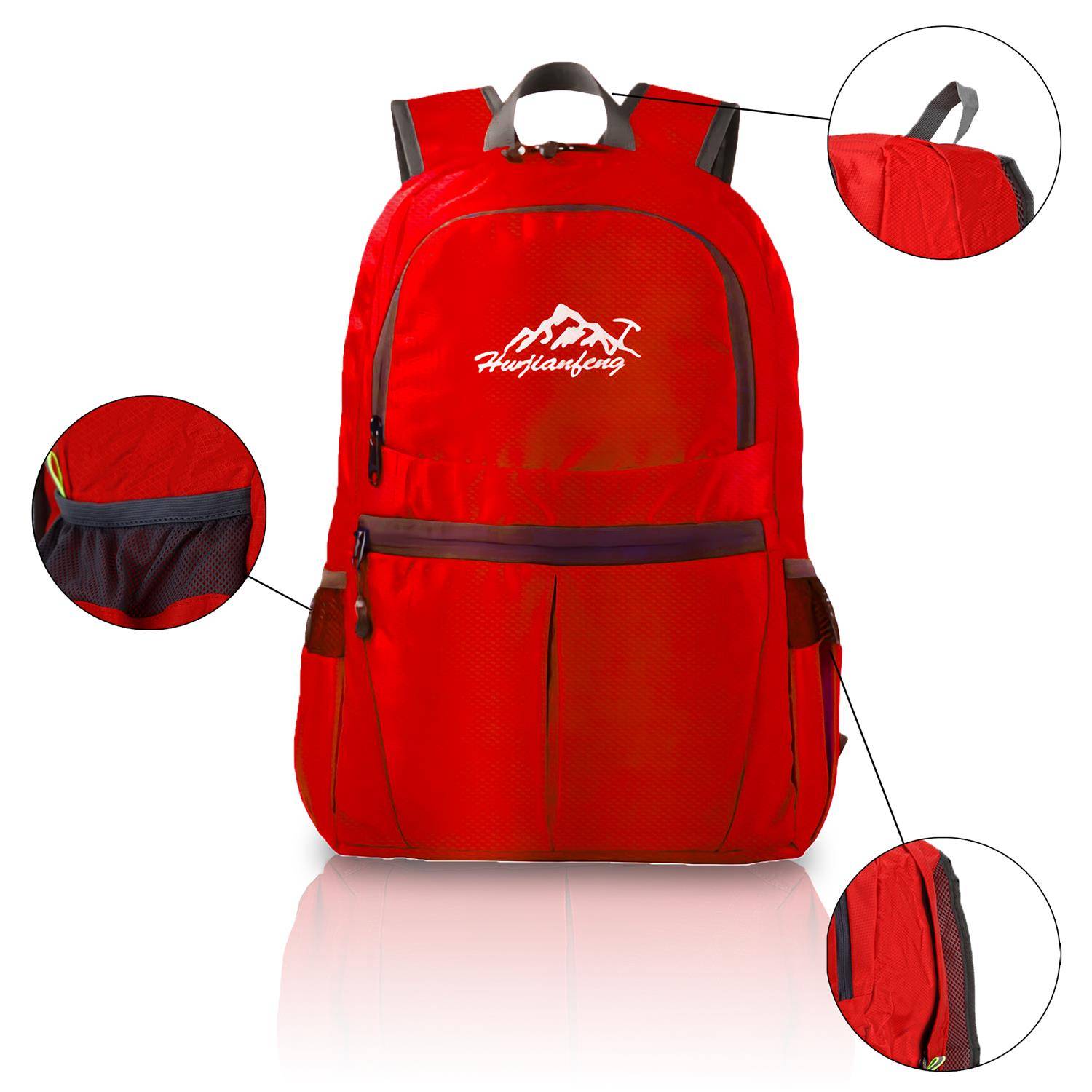 Intirilife Faltbarer Rucksack Ultraleicht in Rot - 36L Unisex Wanderrucksack Wasserdicht - Outdoor Daypack für Camping, Wandern, Reisen, Klettern