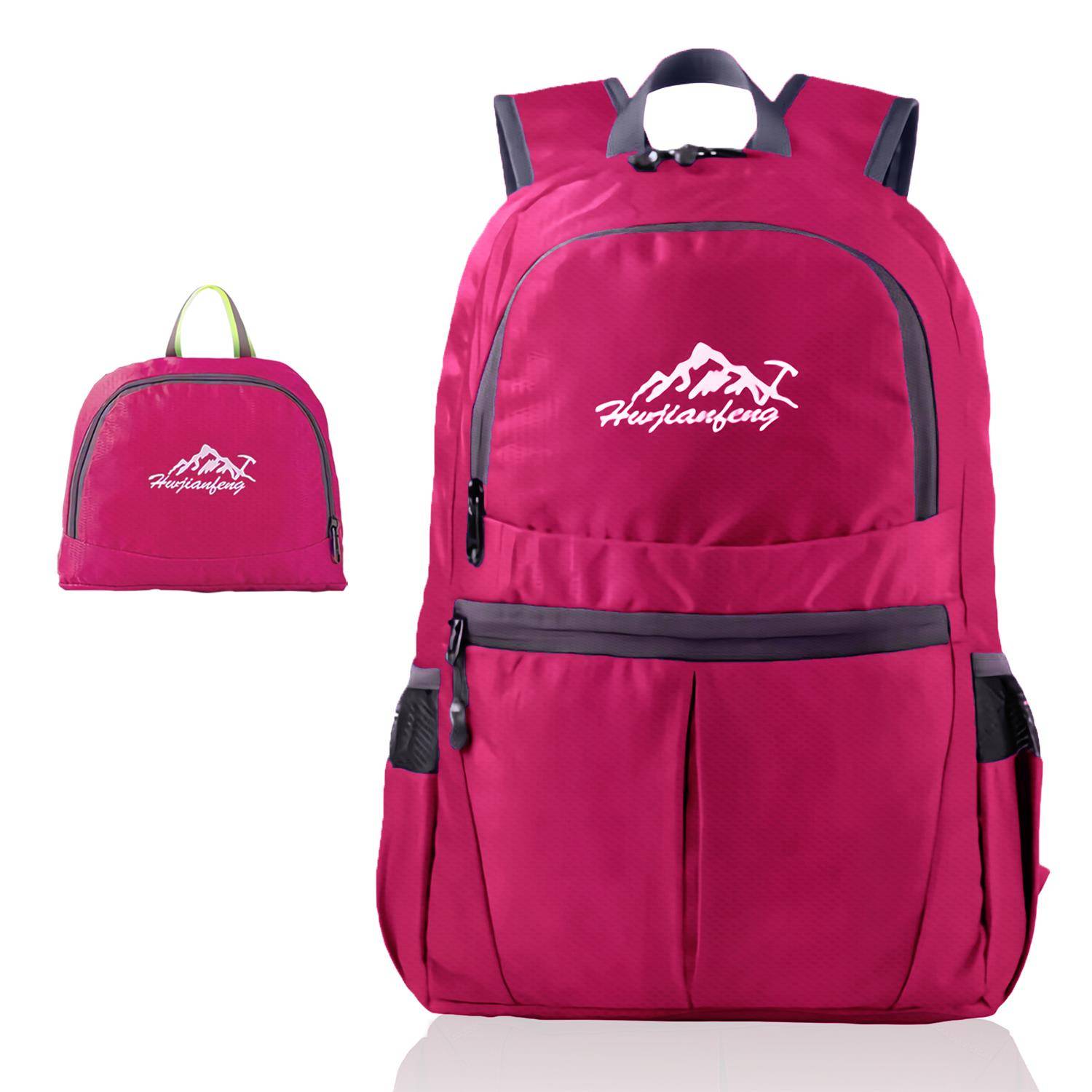 Intirilife Faltbarer Rucksack Ultraleicht in Pink - 36L Unisex Wanderrucksack Wasserdicht - Outdoor Daypack für Camping, Wandern, Reisen, Klettern