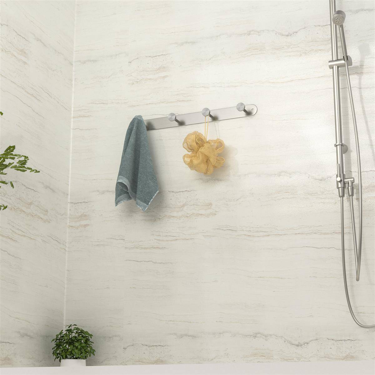 Intirilife Edelstahl Garderobenleiste Modell A - 4 Haken - Kleiderhaken Garderobe Hakenleiste in 5 verschiedenen Designs