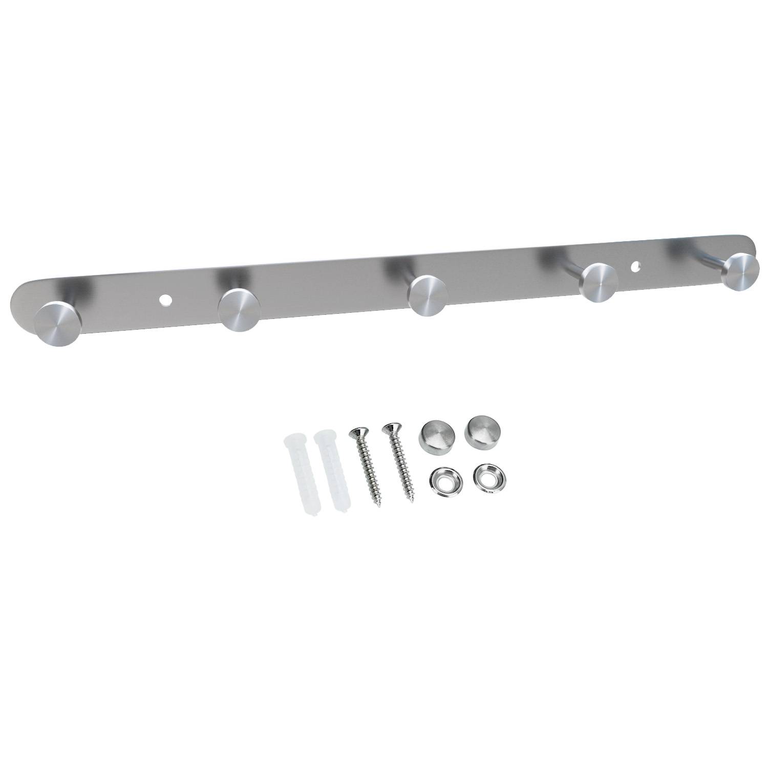 Intirilife Edelstahl Garderobenleiste Modell A - 5 Haken - Kleiderhaken Garderobe Hakenleiste in 5 verschiedenen Designs