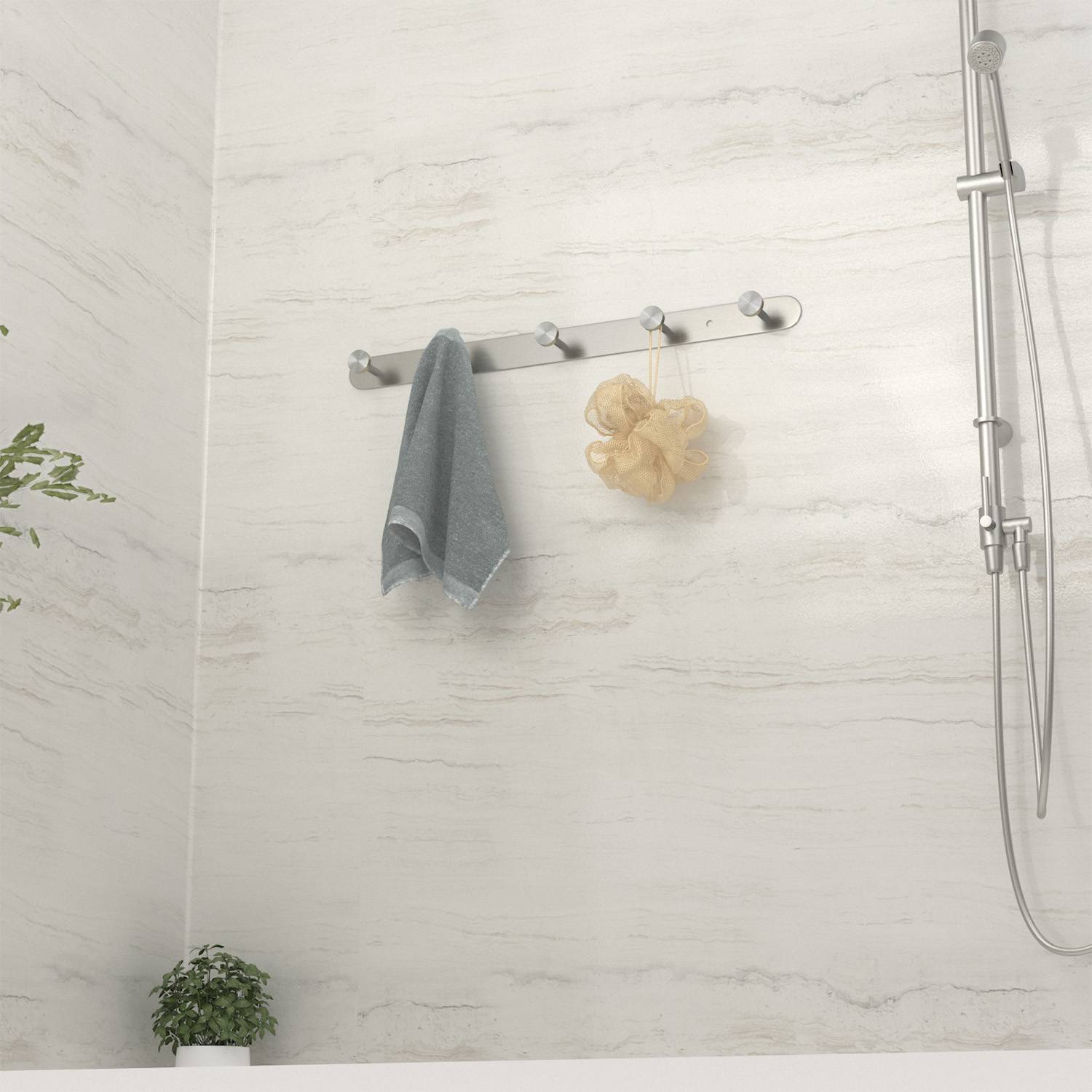 Intirilife Edelstahl Garderobenleiste Modell A - 5 Haken - Kleiderhaken Garderobe Hakenleiste in 5 verschiedenen Designs