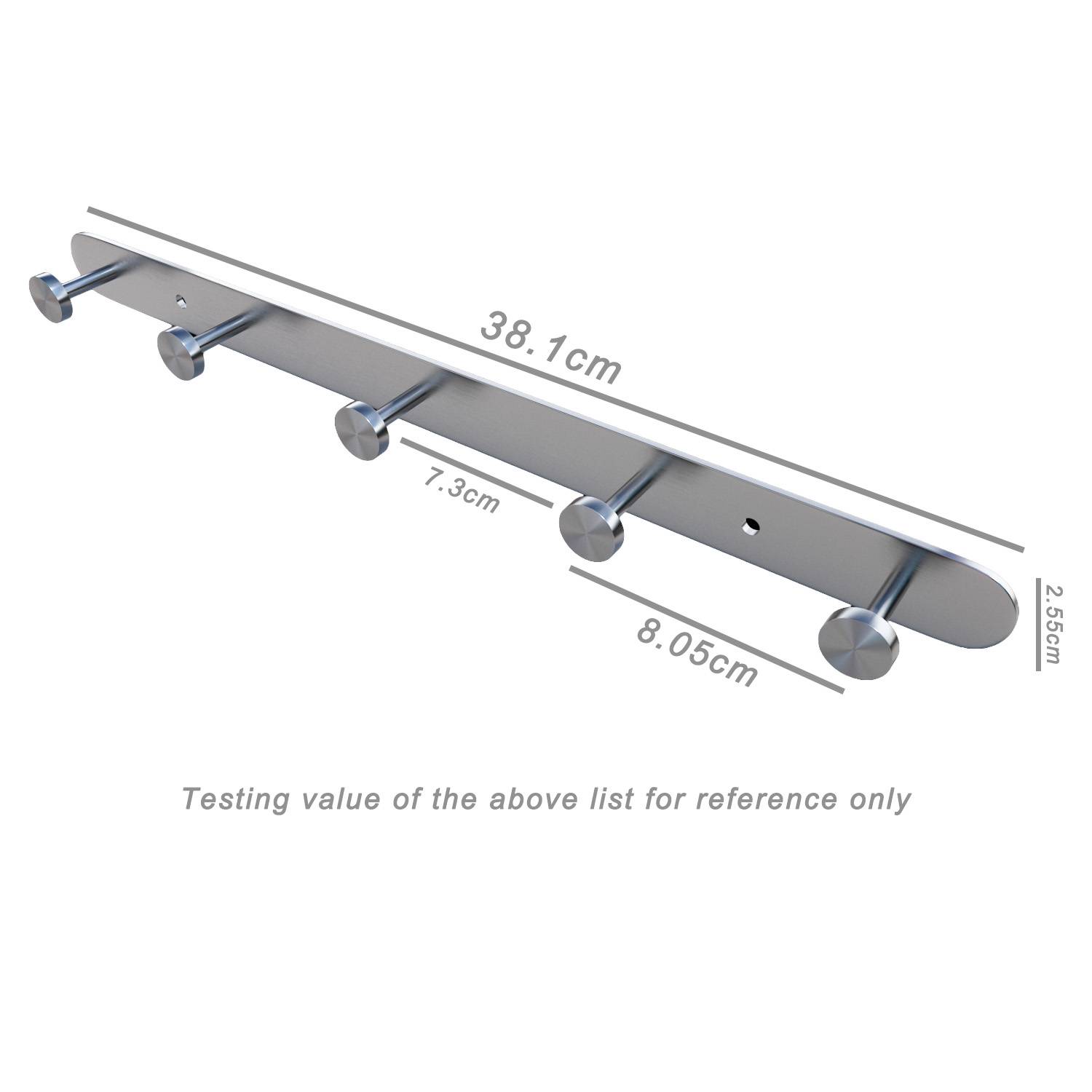 Intirilife Edelstahl Garderobenleiste Modell A - 5 Haken - Kleiderhaken Garderobe Hakenleiste in 5 verschiedenen Designs