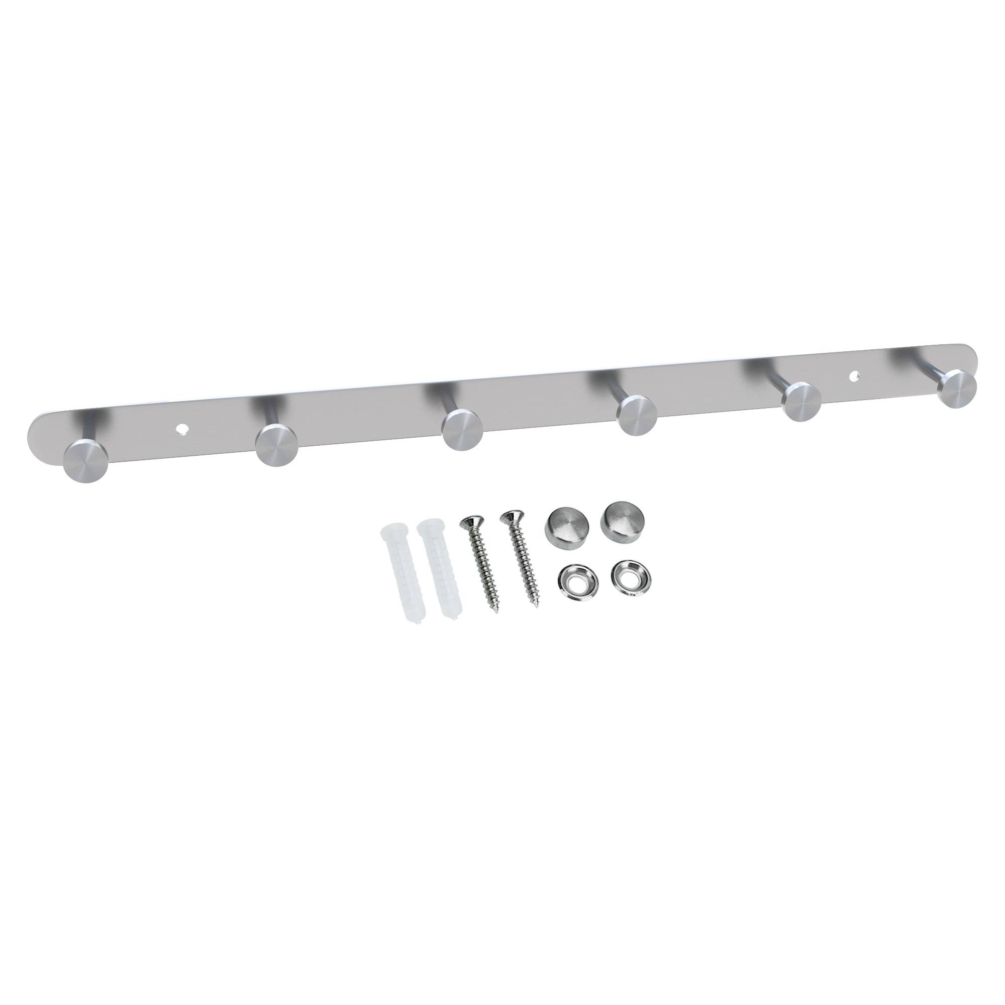 Intirilife Edelstahl Garderobenleiste Modell A - 6 Haken - Kleiderhaken Garderobe Hakenleiste in 5 verschiedenen Designs