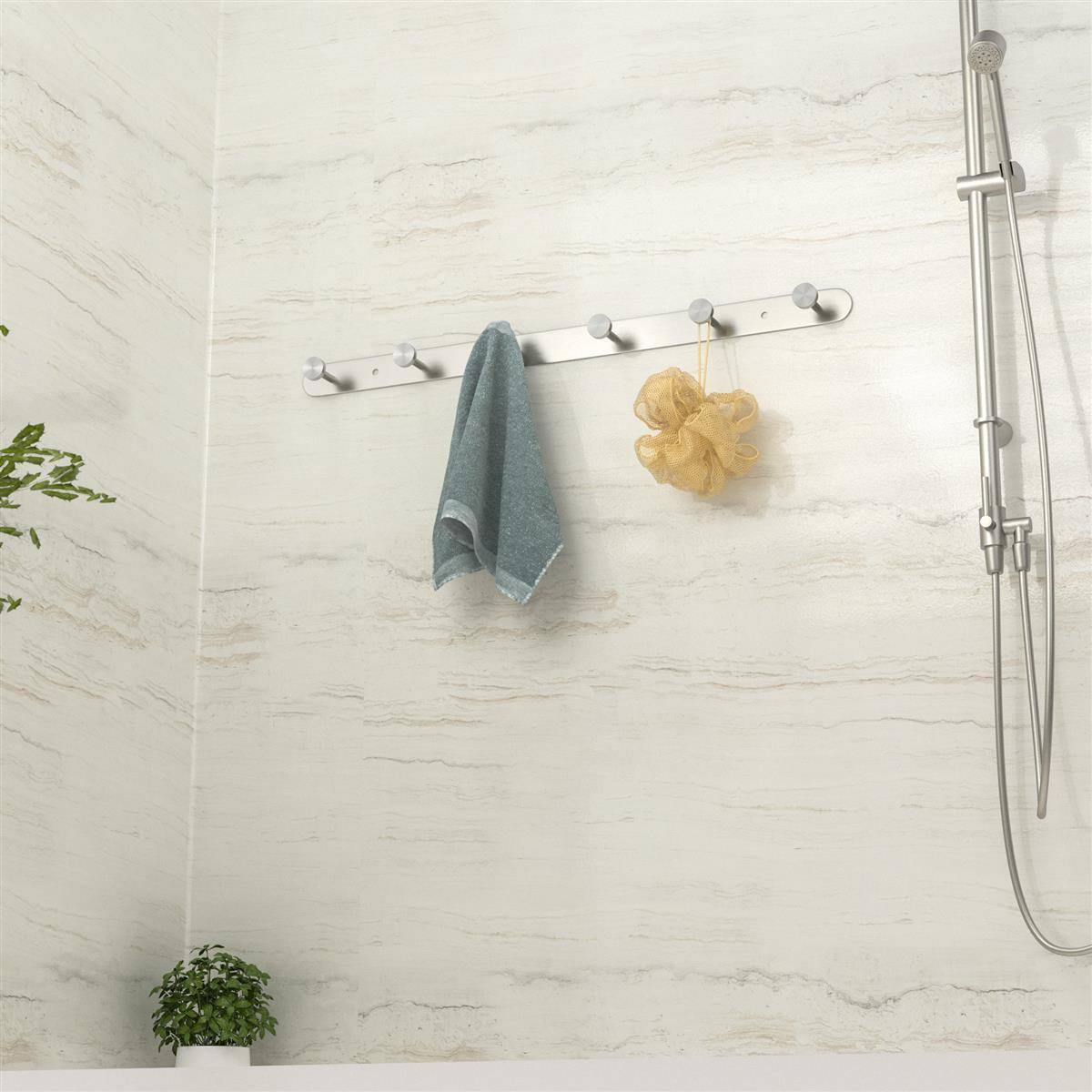 Intirilife Edelstahl Garderobenleiste Modell A - 6 Haken - Kleiderhaken Garderobe Hakenleiste in 5 verschiedenen Designs