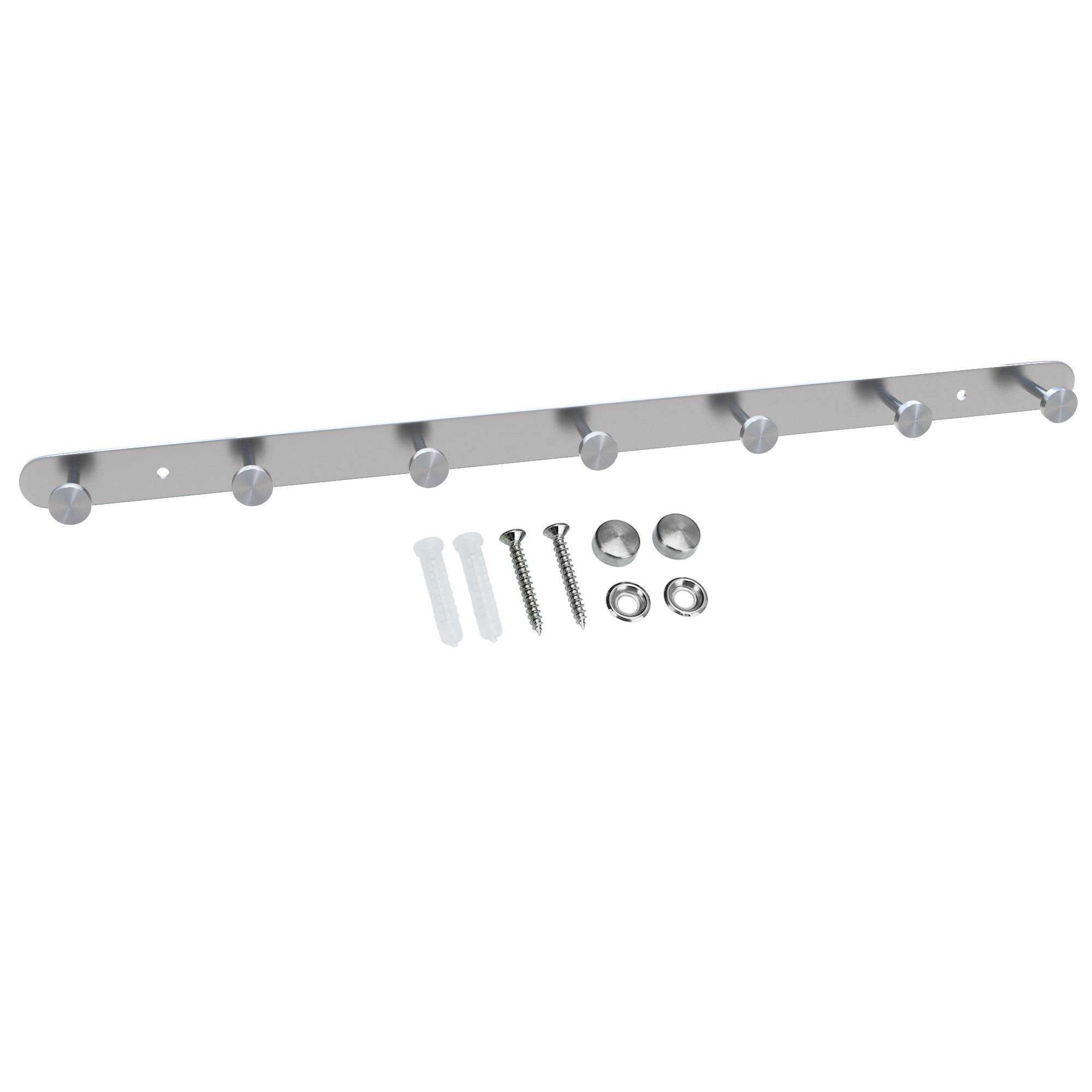 Intirilife Edelstahl Garderobenleiste Modell A - 7 Haken - Kleiderhaken Garderobe Hakenleiste in 5 verschiedenen Designs