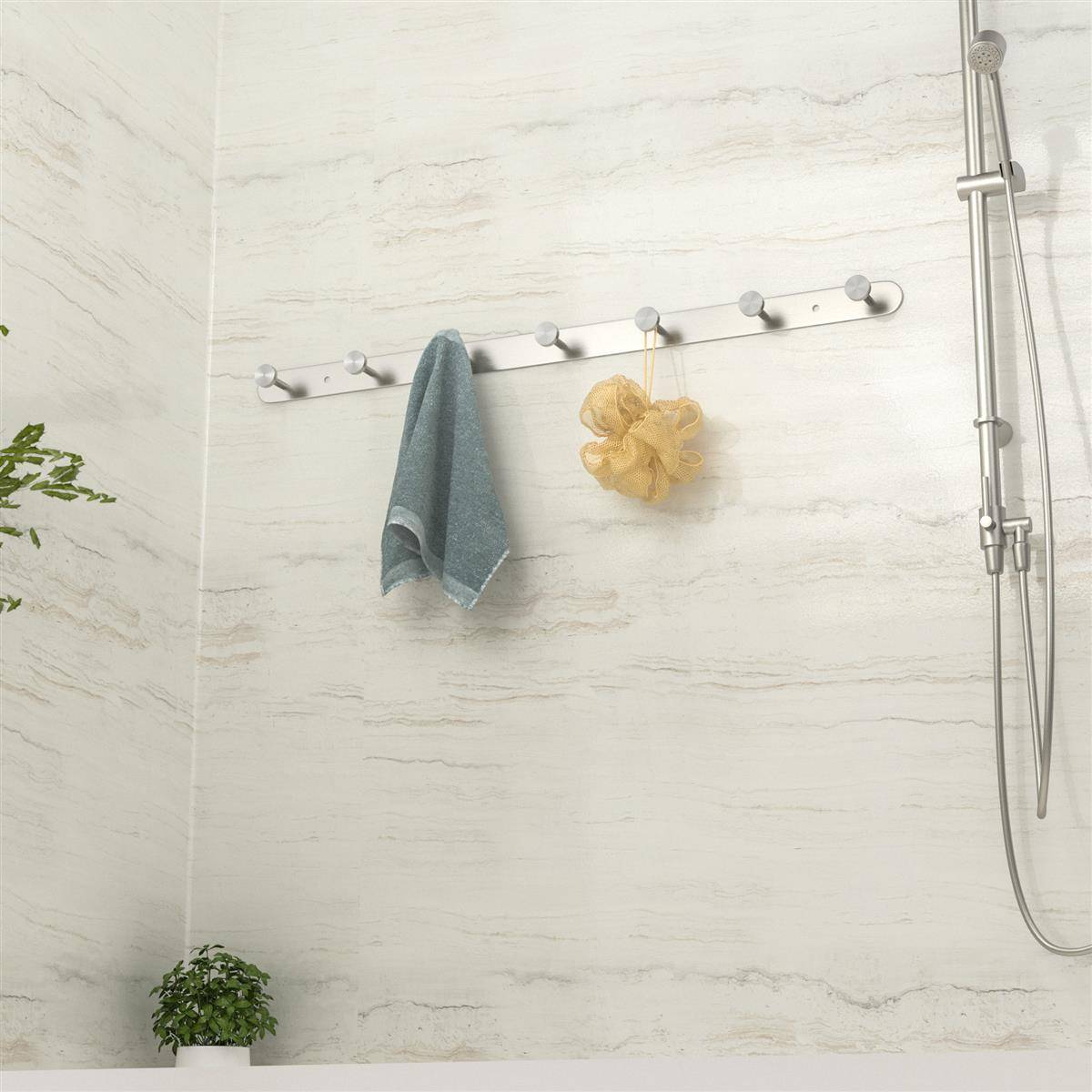 Intirilife Edelstahl Garderobenleiste Modell A - 7 Haken - Kleiderhaken Garderobe Hakenleiste in 5 verschiedenen Designs