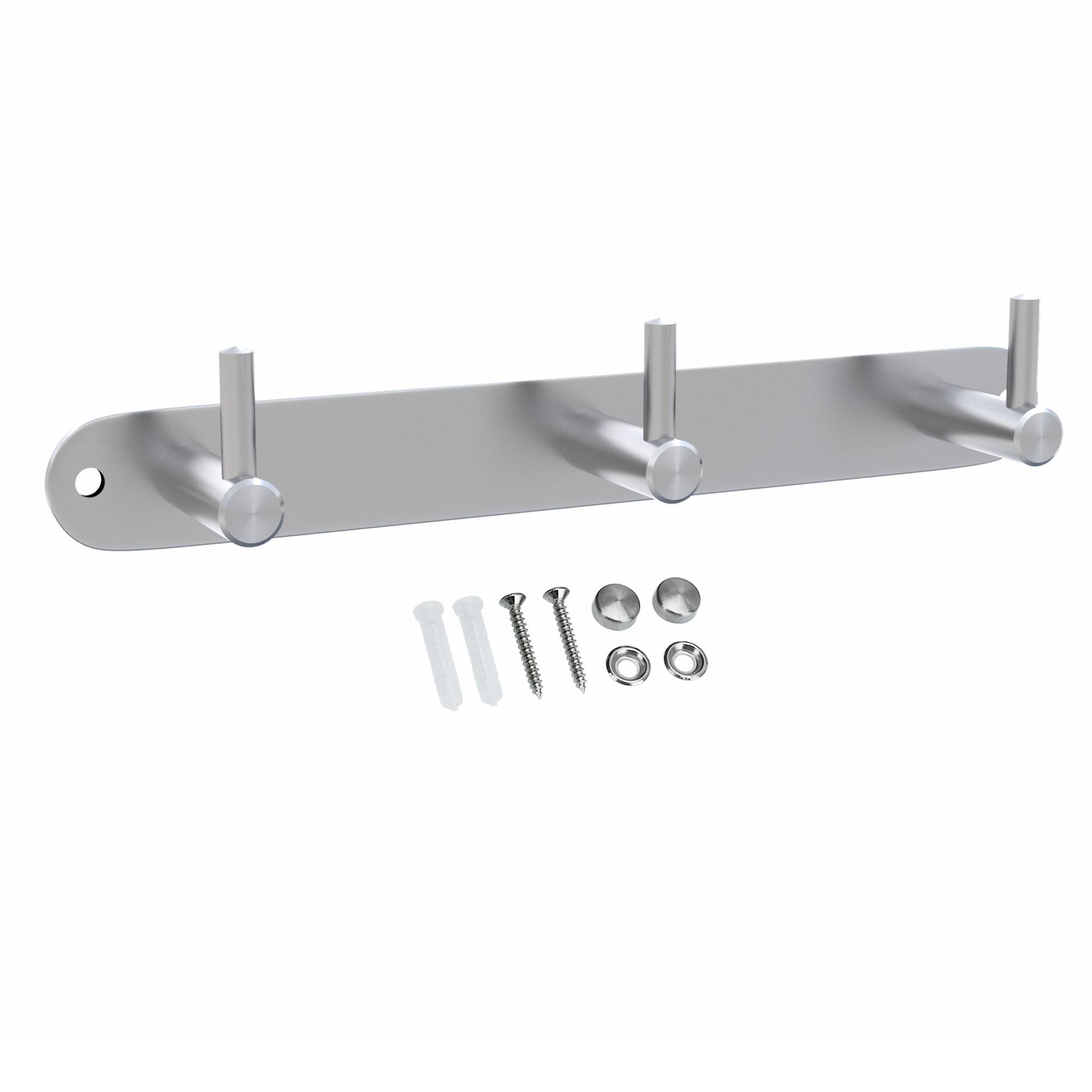 Intirilife Edelstahl Garderobenleiste Modell B - 3 Haken - Kleiderhaken Garderobe Hakenleiste in 5 verschiedenen Designs