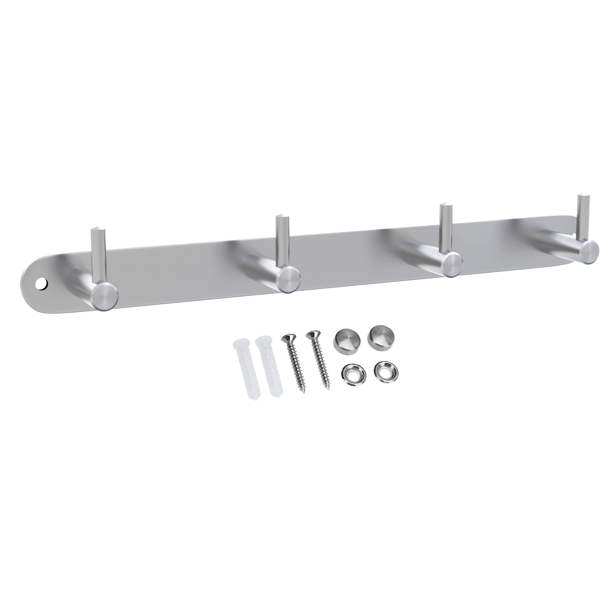 Intirilife Edelstahl Garderobenleiste Modell B - 4 Haken - Kleiderhaken Garderobe Hakenleiste in 5 verschiedenen Designs