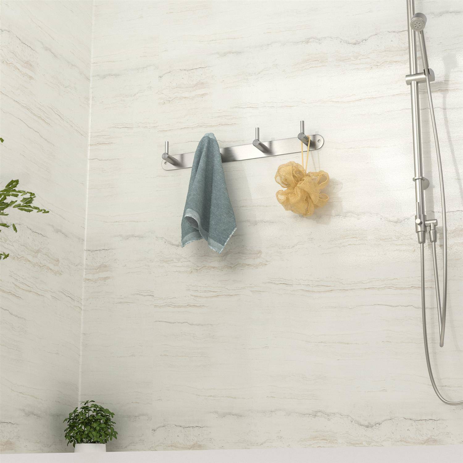 Intirilife Edelstahl Garderobenleiste Modell B - 4 Haken - Kleiderhaken Garderobe Hakenleiste in 5 verschiedenen Designs