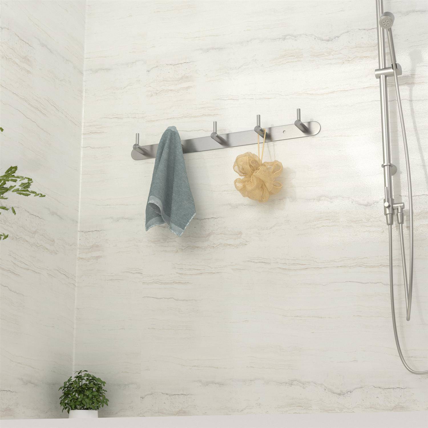 Intirilife Edelstahl Garderobenleiste Modell B - 5 Haken - Kleiderhaken Garderobe Hakenleiste in 5 verschiedenen Designs