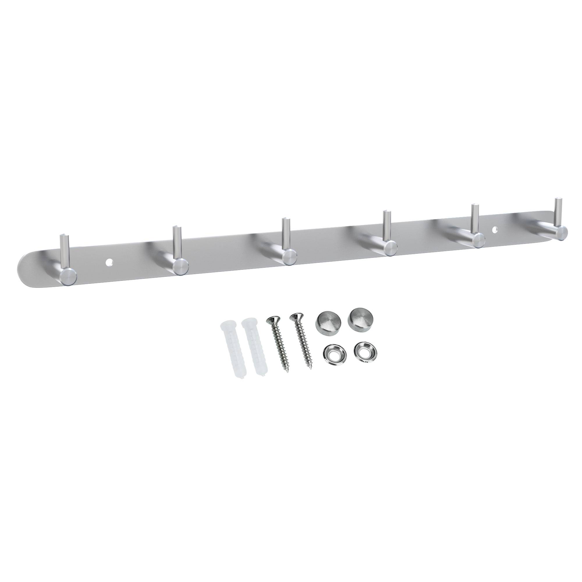 Intirilife Edelstahl Garderobenleiste Modell B - 6 Haken - Kleiderhaken Garderobe Hakenleiste in 5 verschiedenen Designs