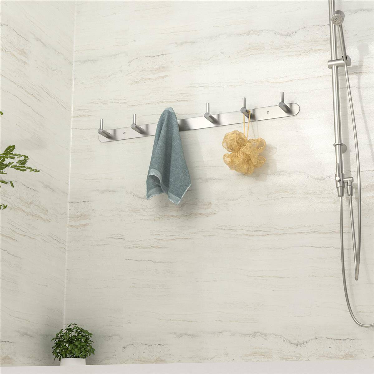 Intirilife Edelstahl Garderobenleiste Modell B - 6 Haken - Kleiderhaken Garderobe Hakenleiste in 5 verschiedenen Designs