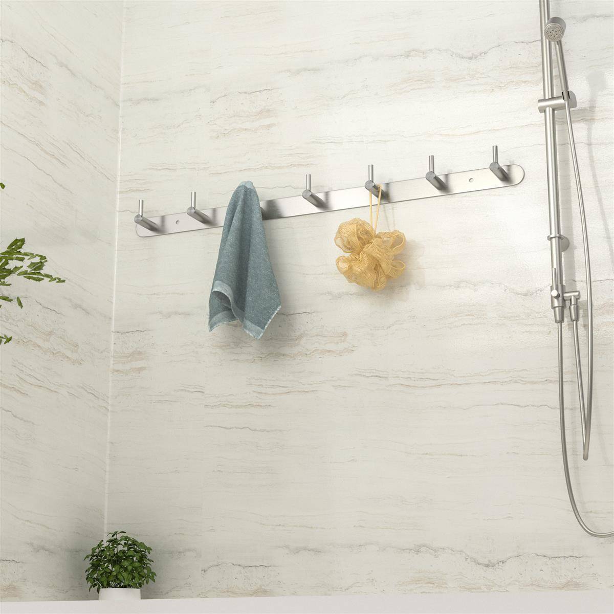 Intirilife Edelstahl Garderobenleiste Modell B - 7 Haken - Kleiderhaken Garderobe Hakenleiste in 5 verschiedenen Designs