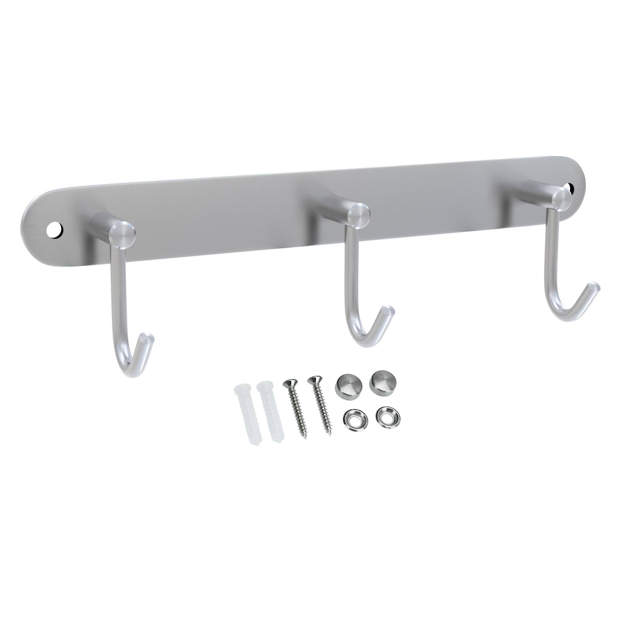 Intirilife Edelstahl Garderobenleiste Modell C - 3 Haken - Kleiderhaken Garderobe Hakenleiste in 5 verschiedenen Designs