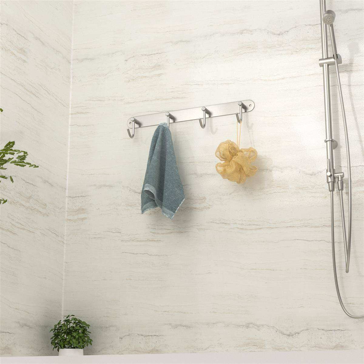 Intirilife Edelstahl Garderobenleiste Modell C - 4 Haken - Kleiderhaken Garderobe Hakenleiste in 5 verschiedenen Designs