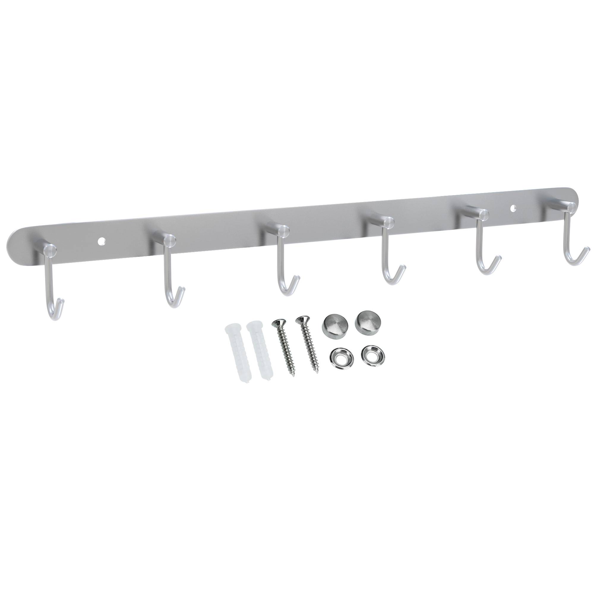 Intirilife Edelstahl Garderobenleiste Modell C - 6 Haken - Kleiderhaken Garderobe Hakenleiste in 5 verschiedenen Designs