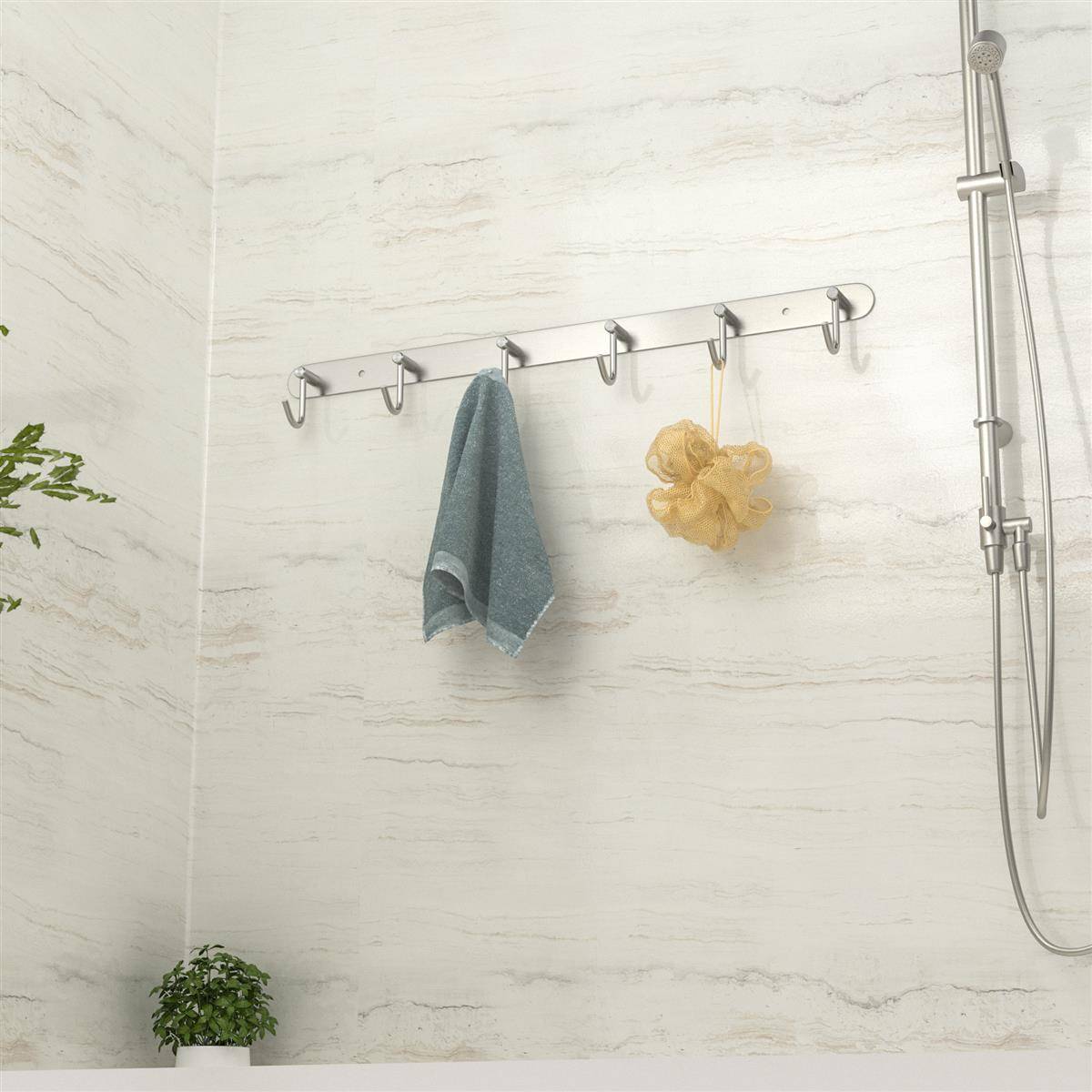 Intirilife Edelstahl Garderobenleiste Modell C - 6 Haken - Kleiderhaken Garderobe Hakenleiste in 5 verschiedenen Designs