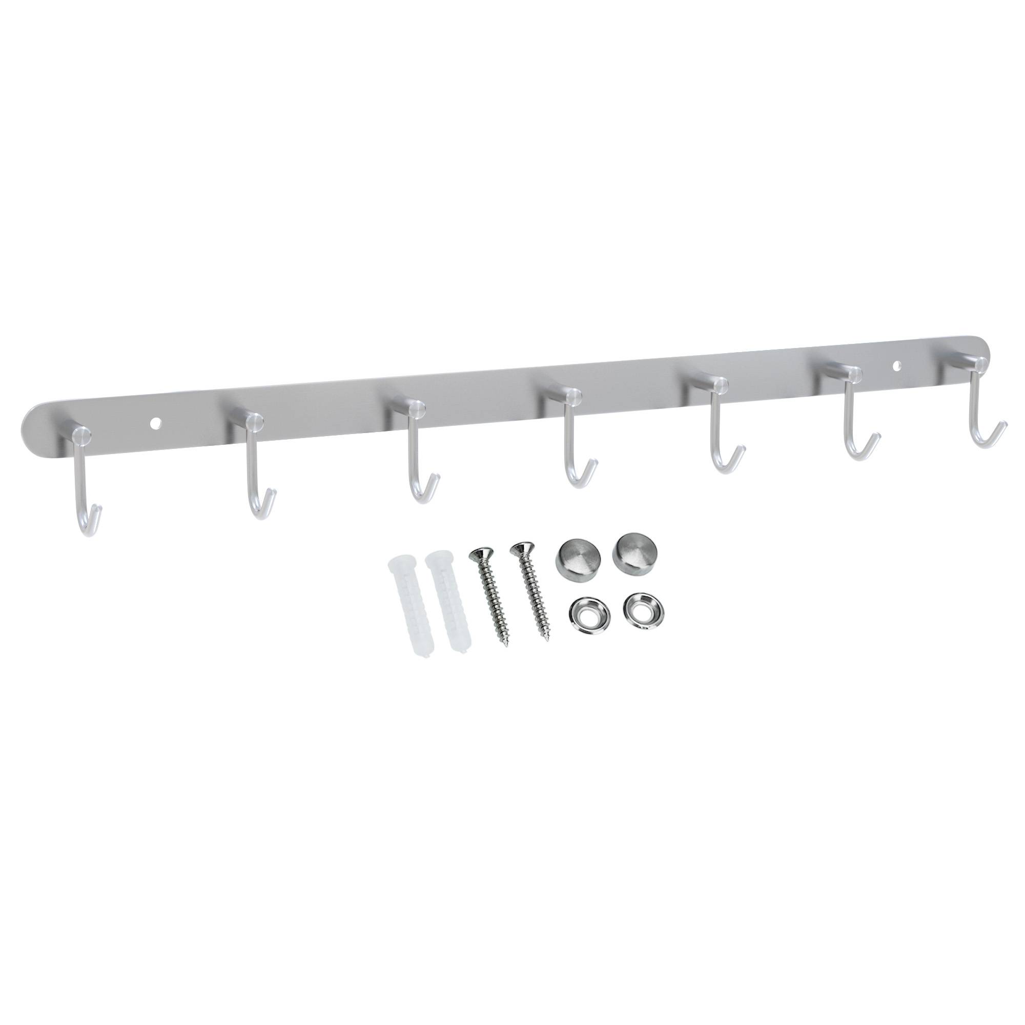 Intirilife Edelstahl Garderobenleiste Modell C - 7 Haken - Kleiderhaken Garderobe Hakenleiste in 5 verschiedenen Designs