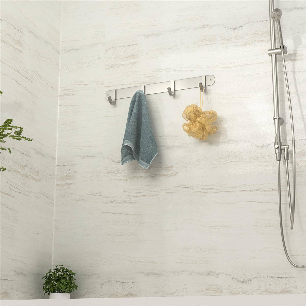 Intirilife Edelstahl Garderobenleiste Modell D - 4 Haken - Kleiderhaken Garderobe Hakenleiste in 5 verschiedenen Designs