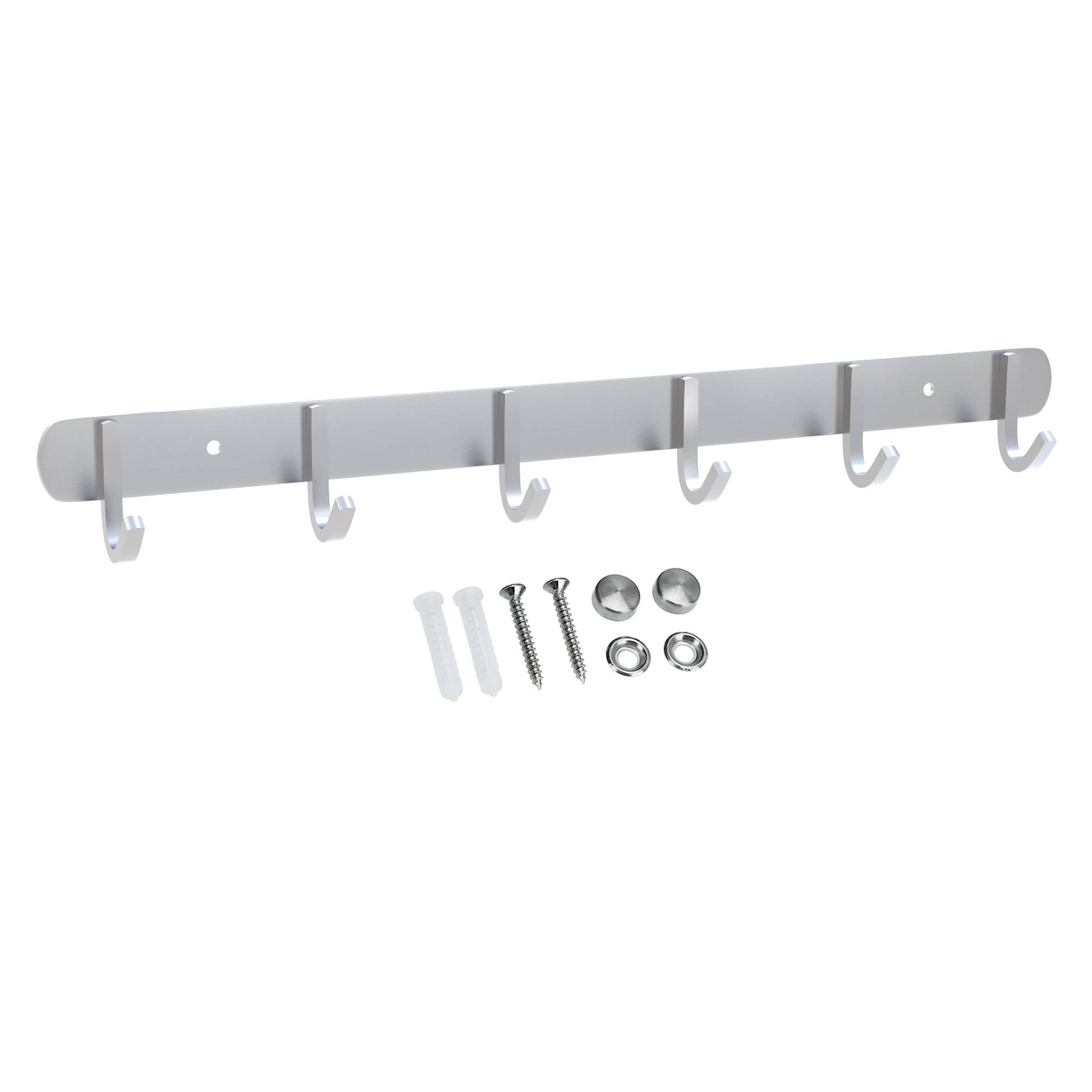 Intirilife Edelstahl Garderobenleiste Modell D - 6 Haken - Kleiderhaken Garderobe Hakenleiste in 5 verschiedenen Designs